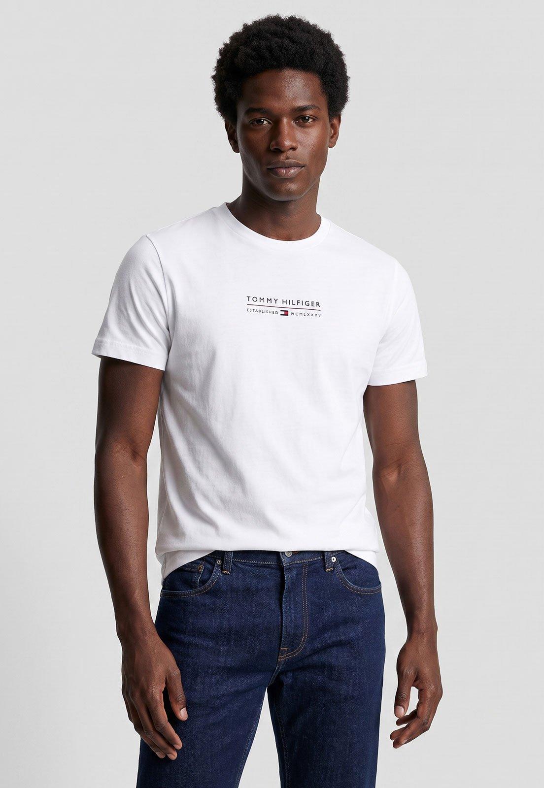 Camiseta Masculina Tommy Hilfiger Logo Branca