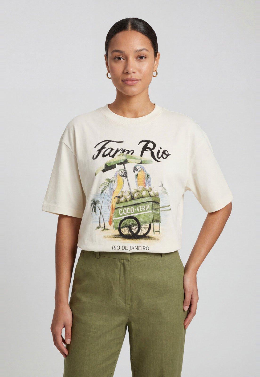 Camiseta Feminina FARM Estampa Tropical Off White