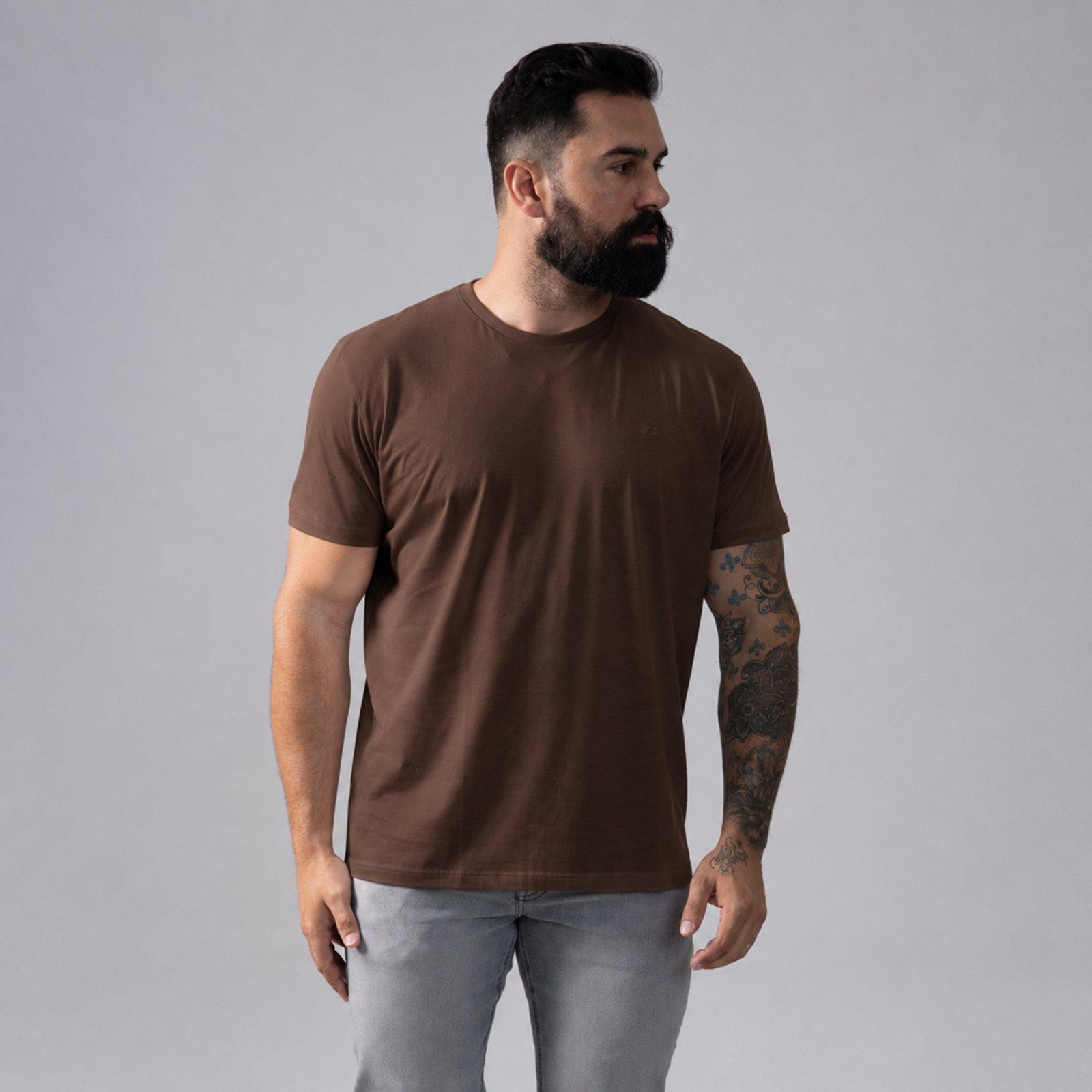 Camiseta Colcci em Algodão Pima Peruano Marrom Roccia Original