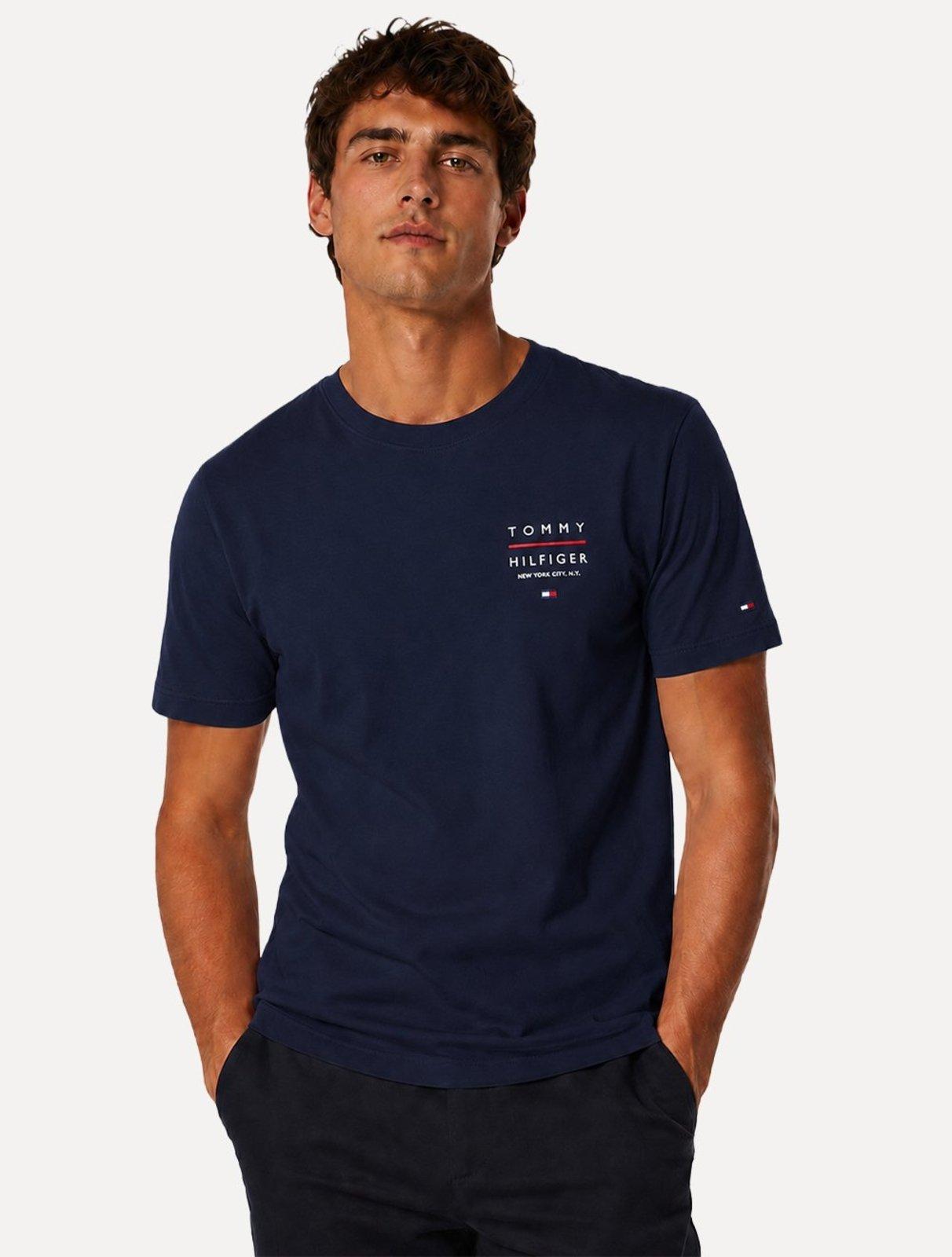 Camiseta Tommy Hilfiger Masculina Regular Logo Brand Love RWB Azul Marinho