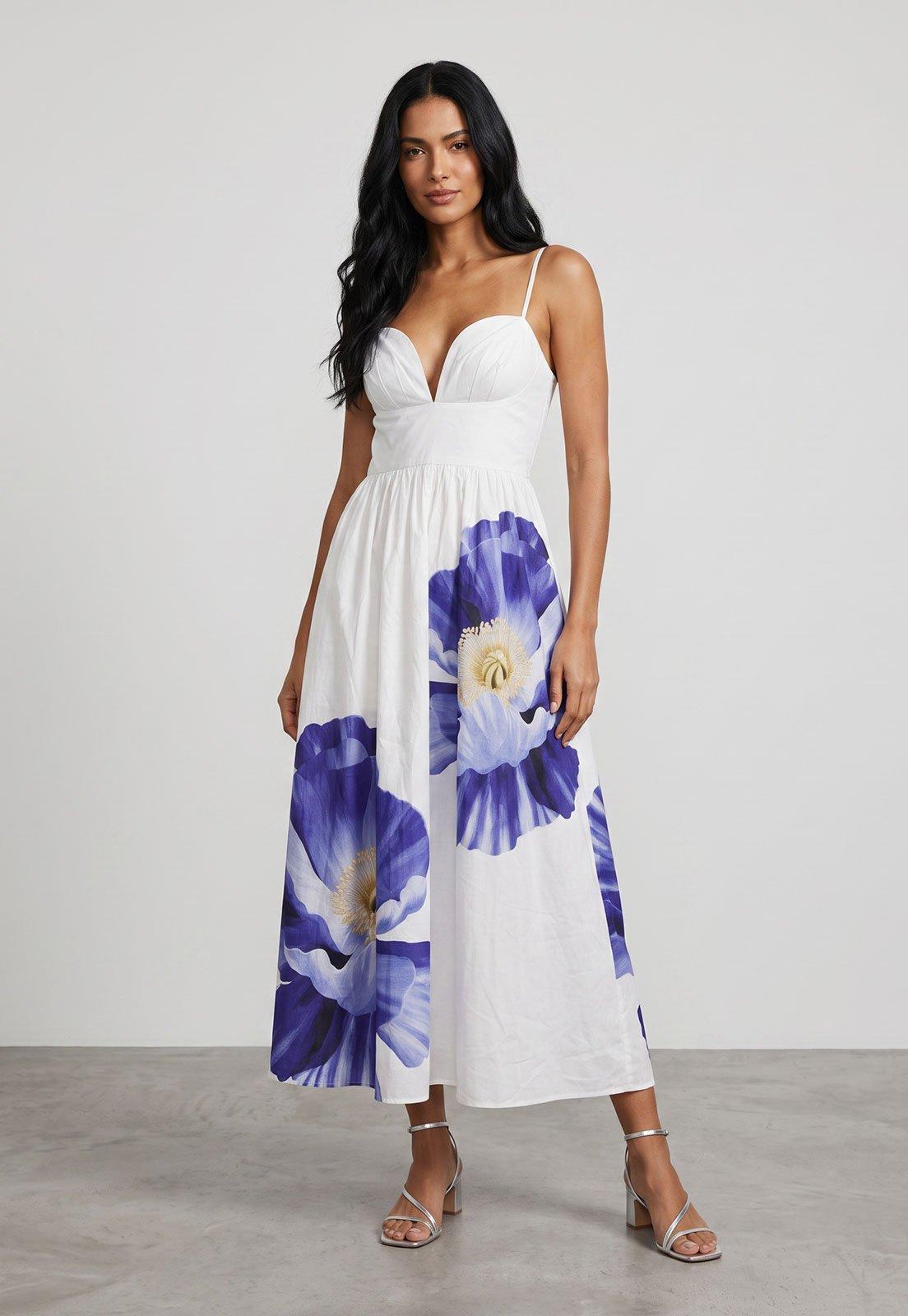 Vestido Feminino FARM Estampa Floral Branco
