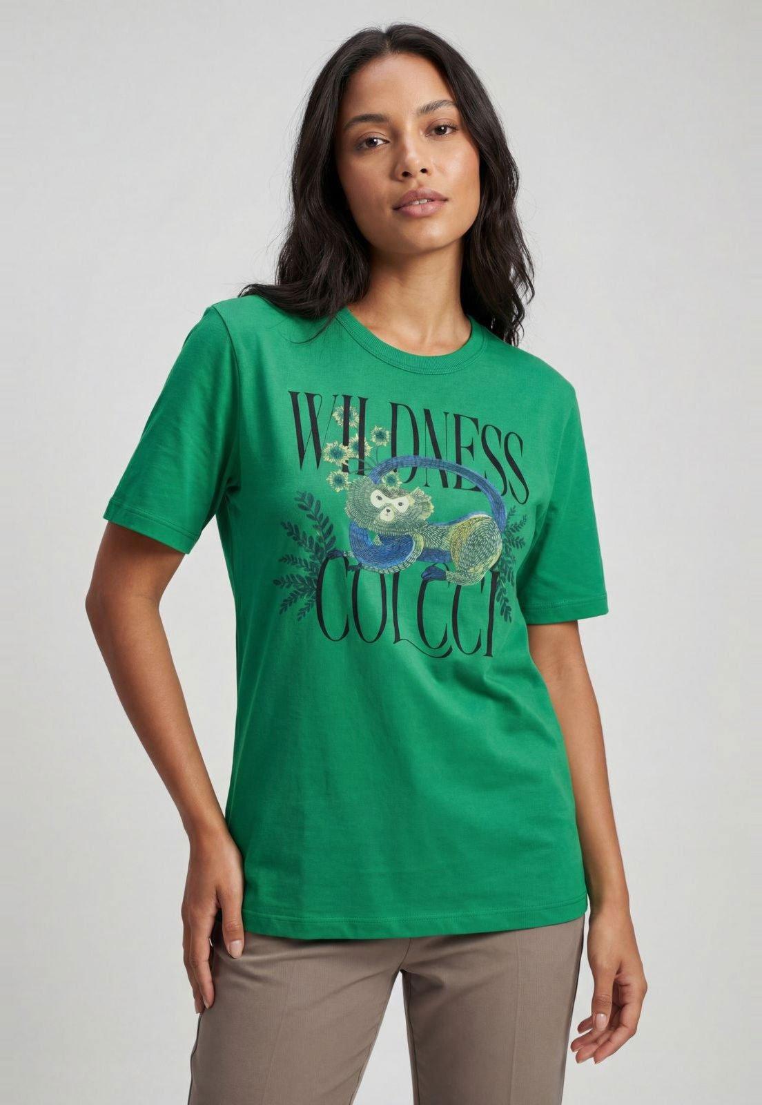 Camiseta Feminina Colcci Estampa Elementos Verde