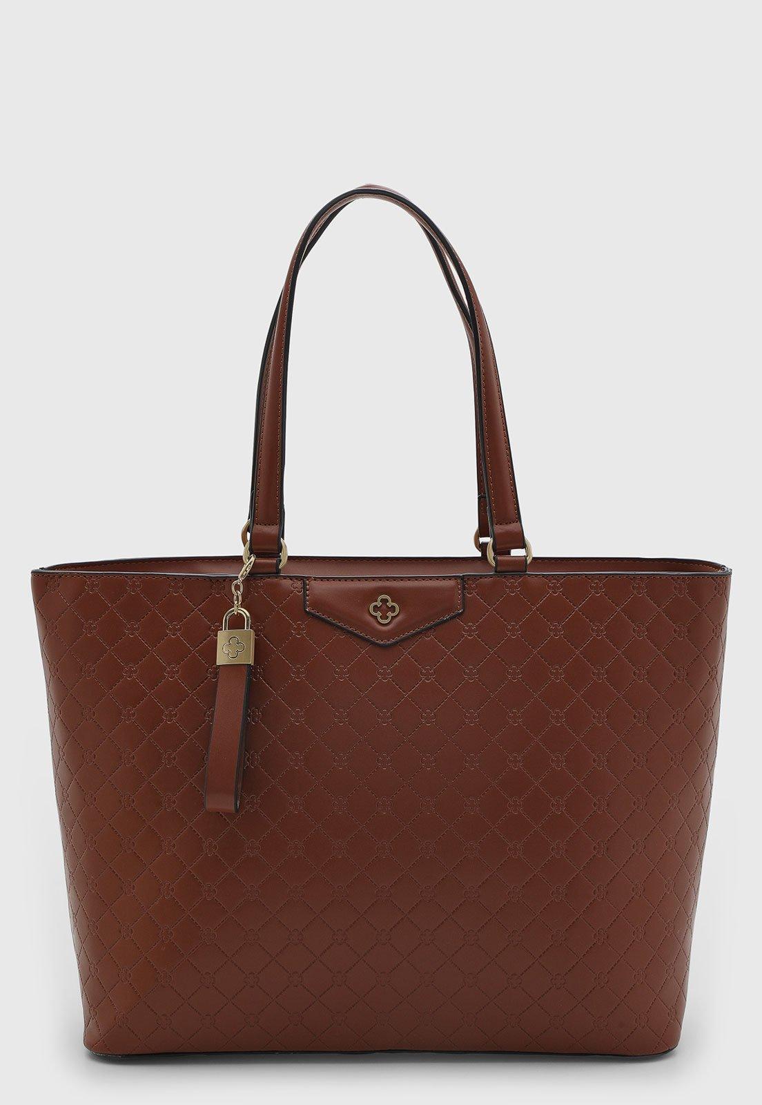 Bolsa Feminina Capodarte Grande Texturizada Marrom