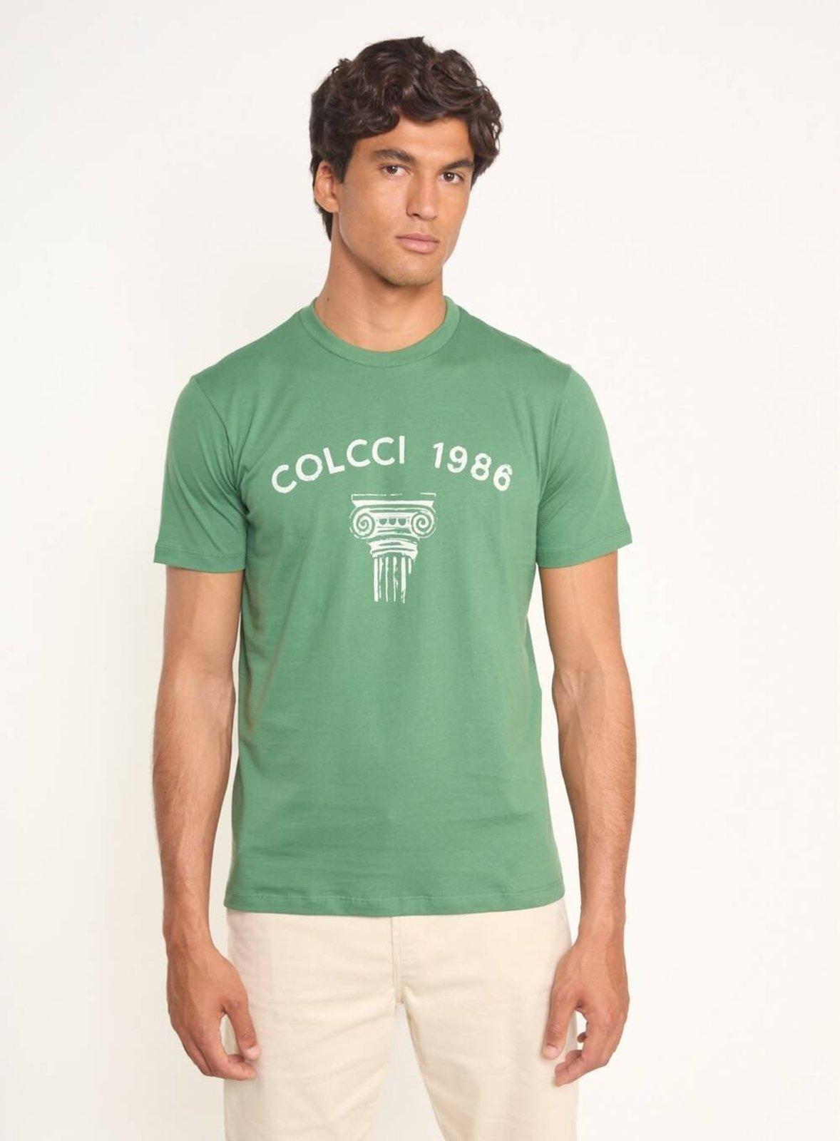 Camiseta Masculina com Estampa e Gola Redonda Colcci Verde Horto