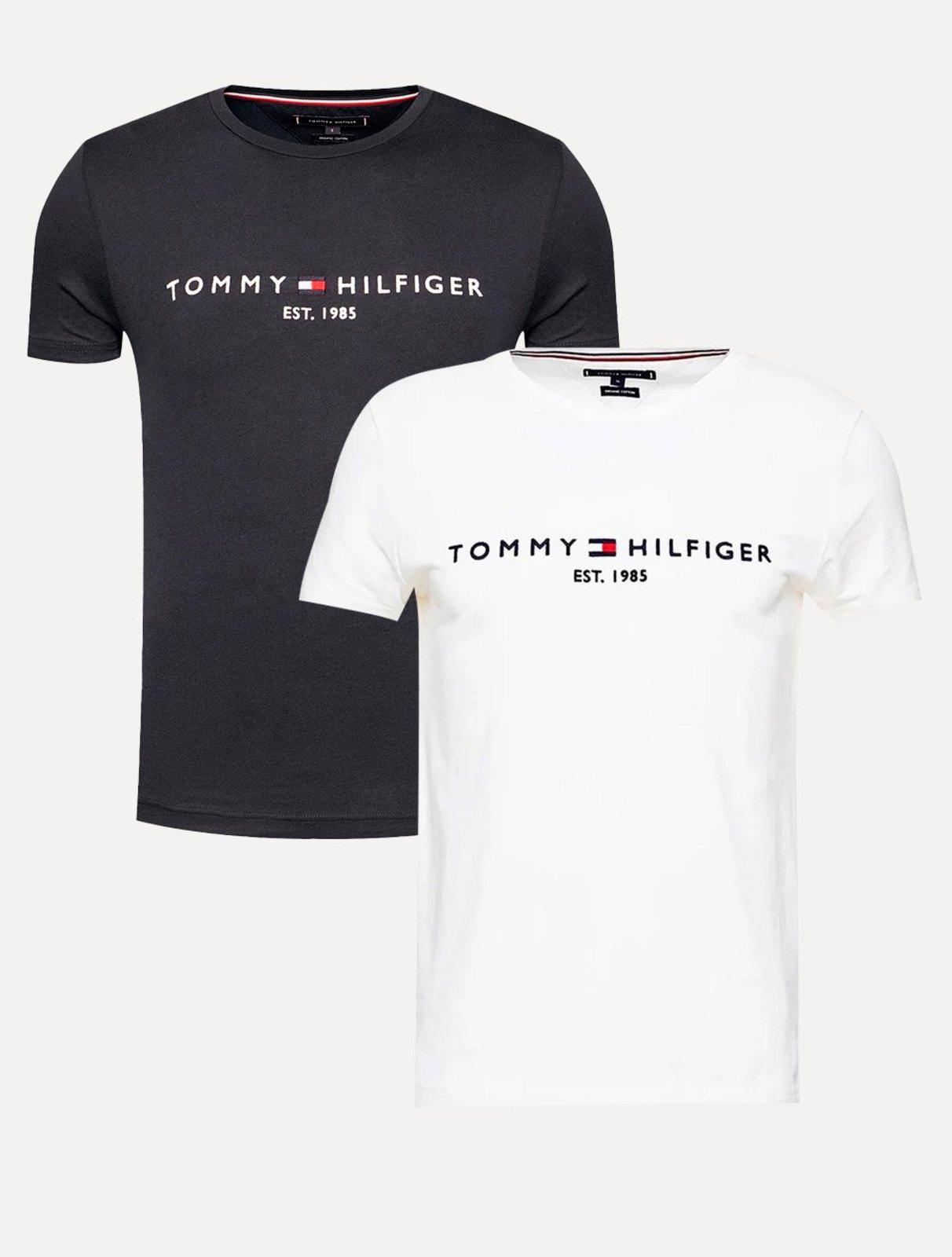 Kit Camisetas Tommy Hilfiger | Masculina Core Logo Tee Azul Marinho/Branca