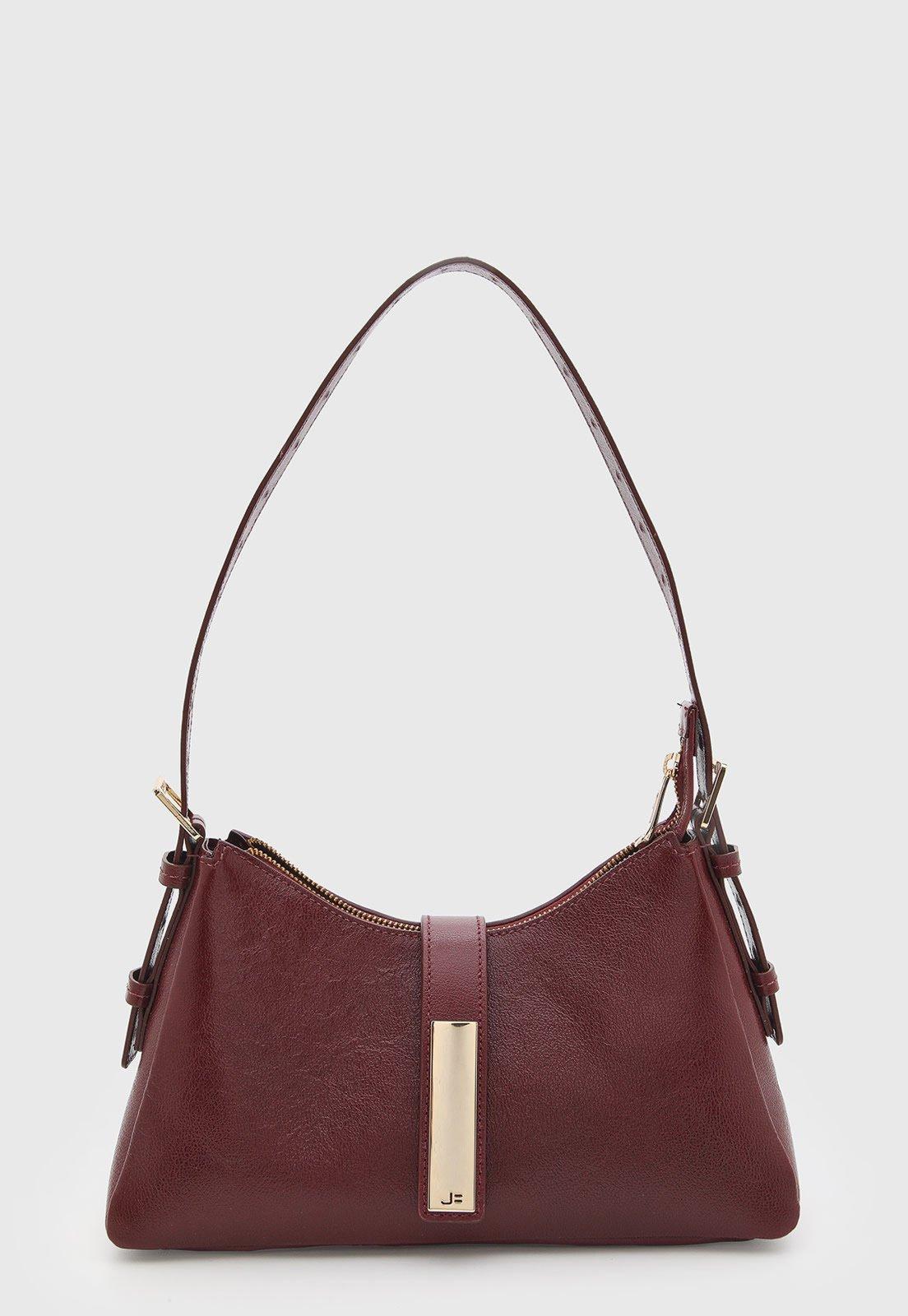 Bolsa Feminina Jorge Bischoff Couro Estruturada Vinho