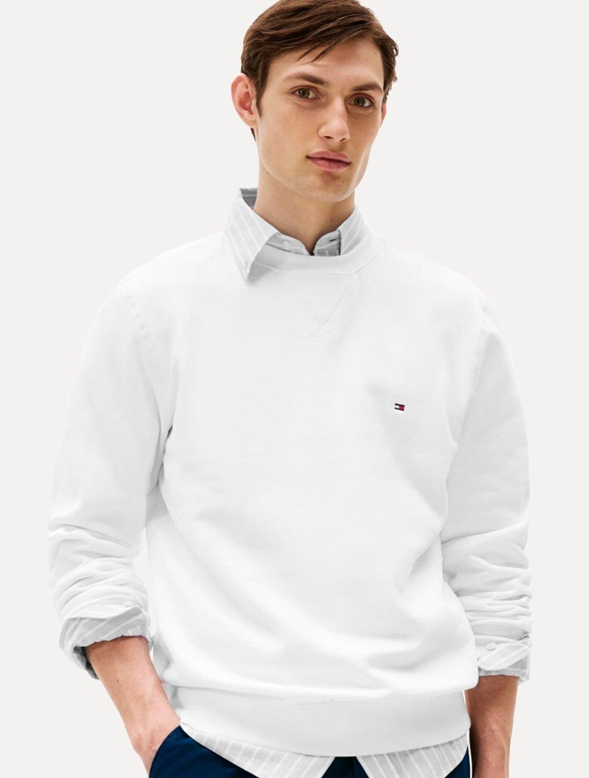 Moletom Tommy Hilfiger Masculino Essential Fleece Crewneck Branco
