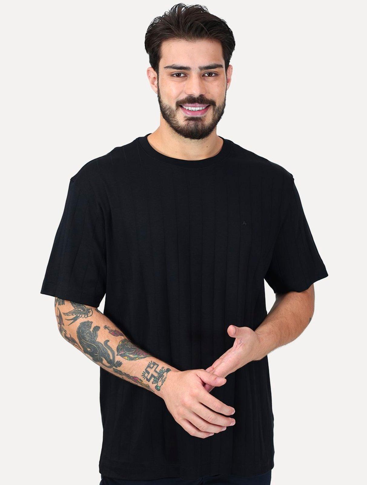 Camiseta Aramis Masculina Mercerizedo Interlock Preta
