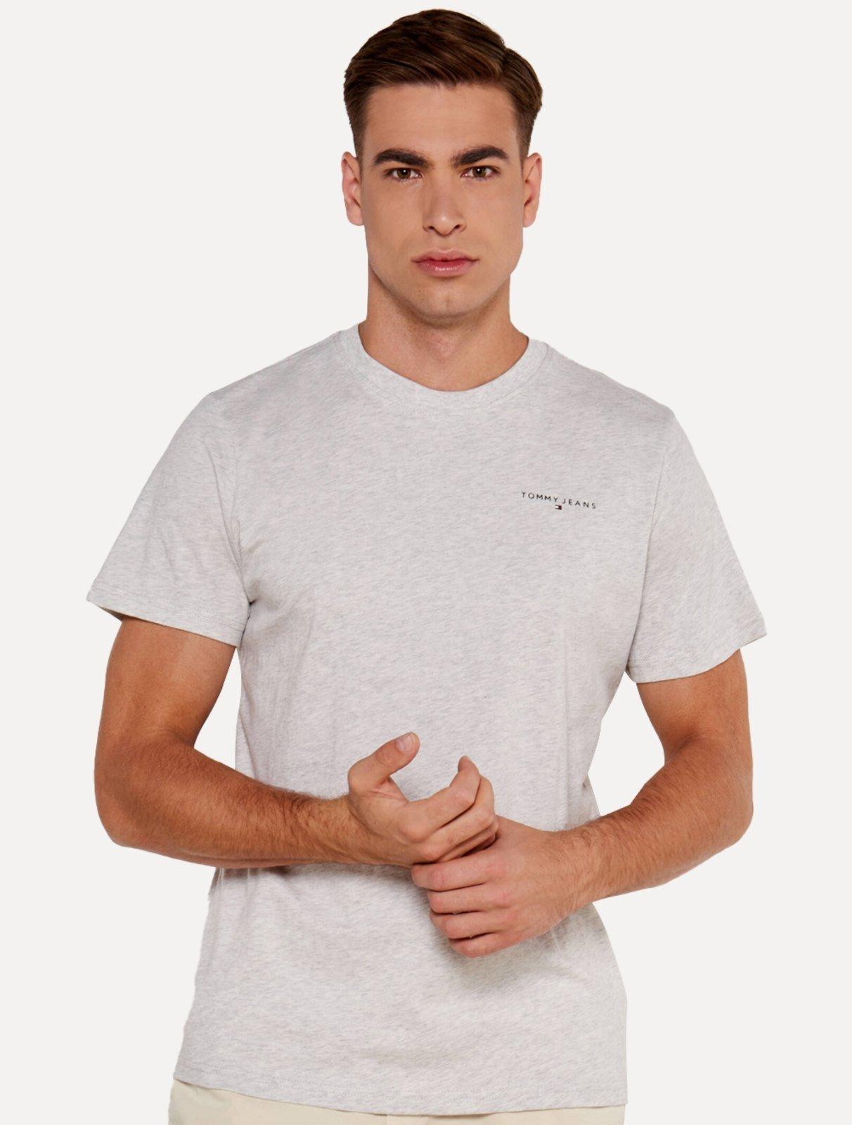 Camiseta Tommy Jeans Masculina Slim Linear Chest Cinza Mescla