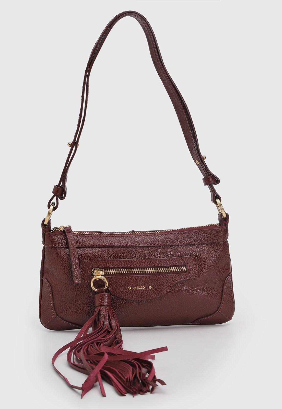 Bolsa Feminina Arezzo Couro Alça Ajustável Vinho