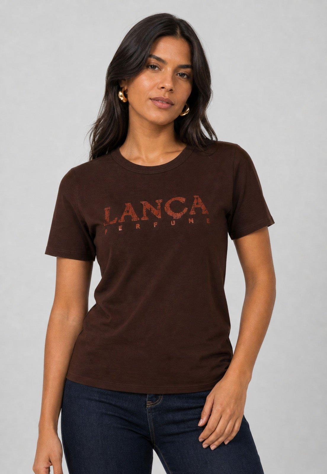 Camiseta Feminina Lança Perfume Logo Marrom