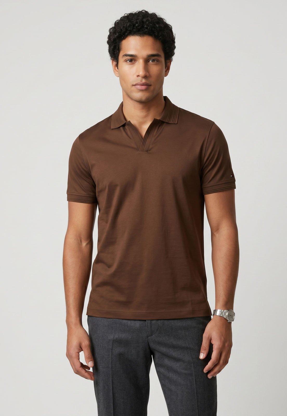 Camisa Polo Masculina Tommy Hilfiger Lisa Marrom