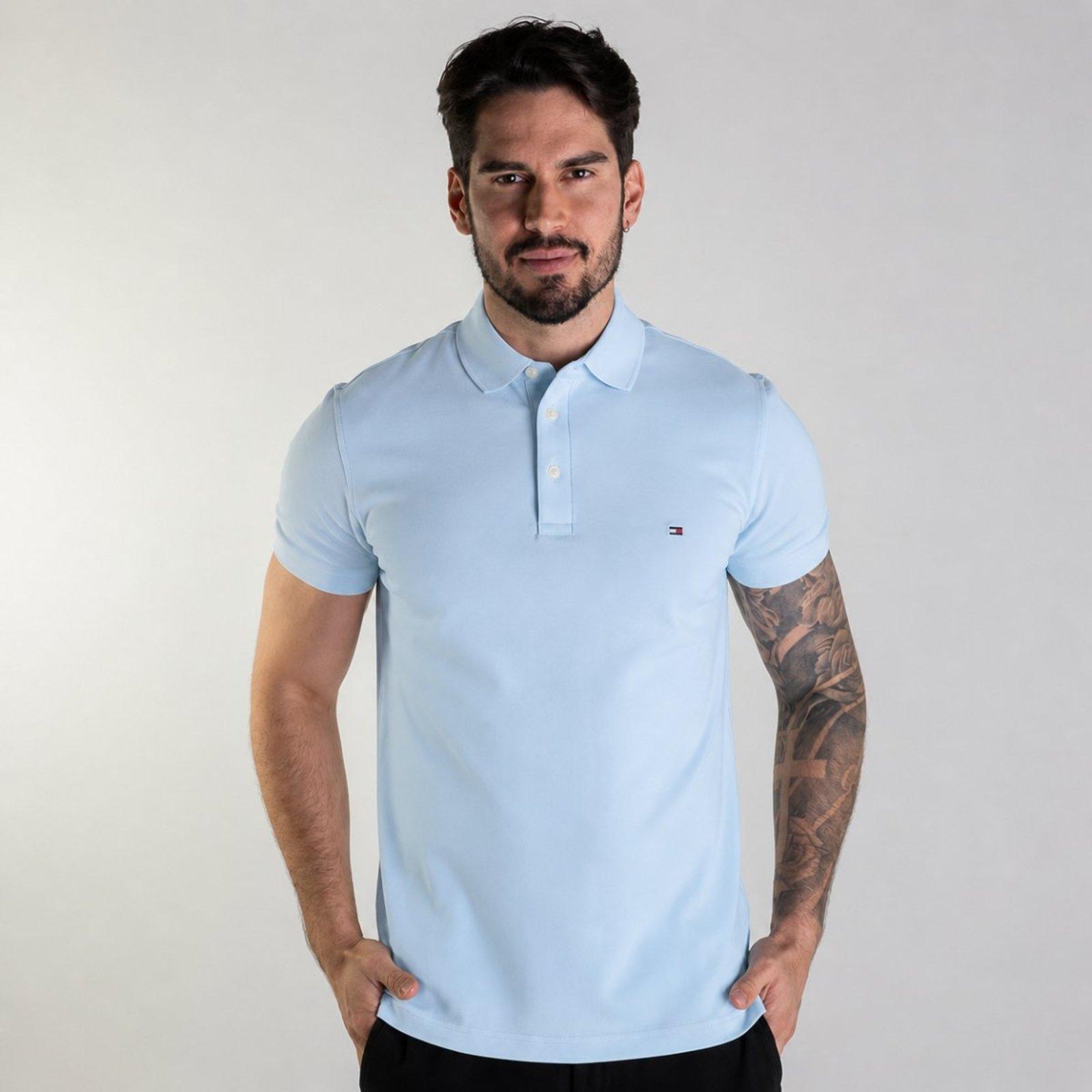 Camisa Polo Tommy Hilfiger 1985 Slim Fit Azul Claro