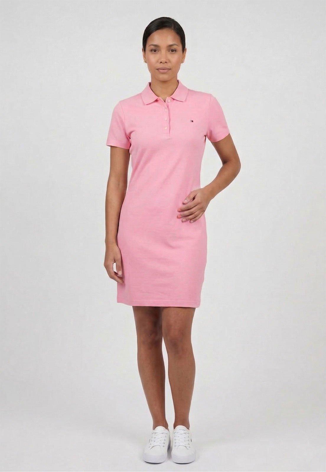 Vestido Feminino Tommy Hilfiger Polo Slim Pique Rosa