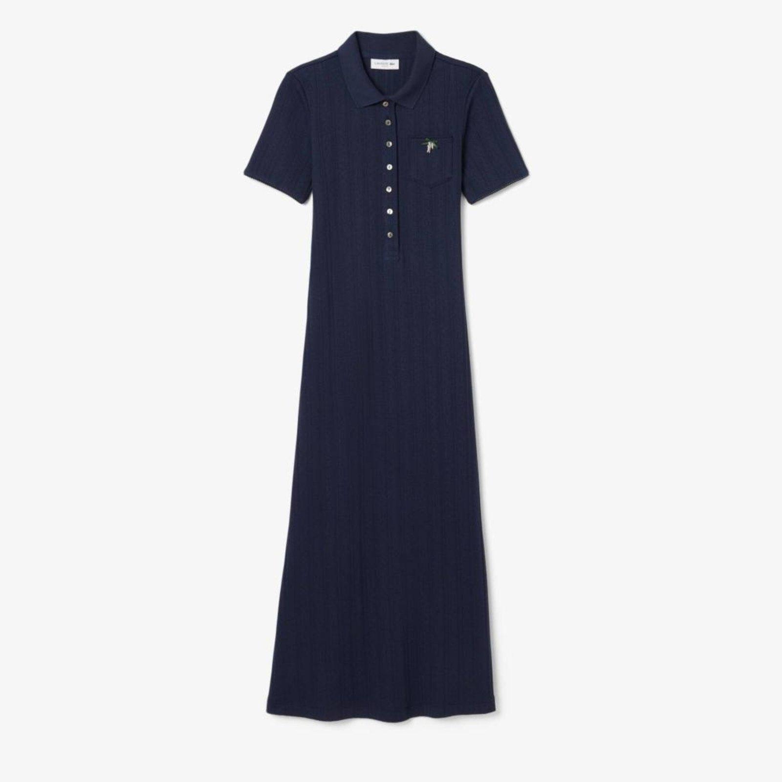 Vestido Polo Longo Pointelle – Modelagem ajustada Azul