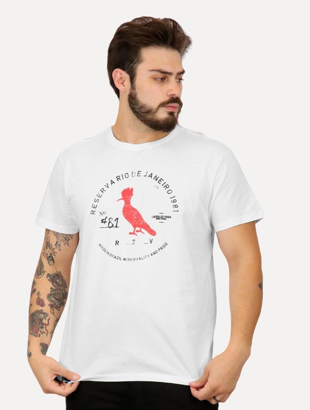 Camiseta Reserva Masculina Carimbo Gaze Color Branca
