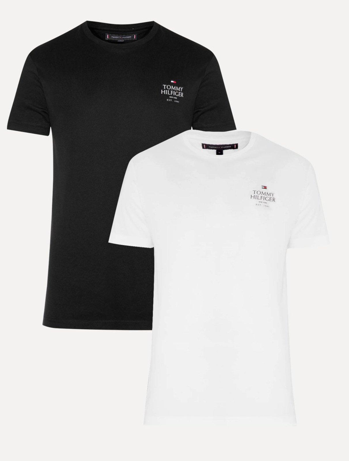 Kit Camisetas Tommy Hilfiger | Masculina Stack Brand Love Preta/Branca