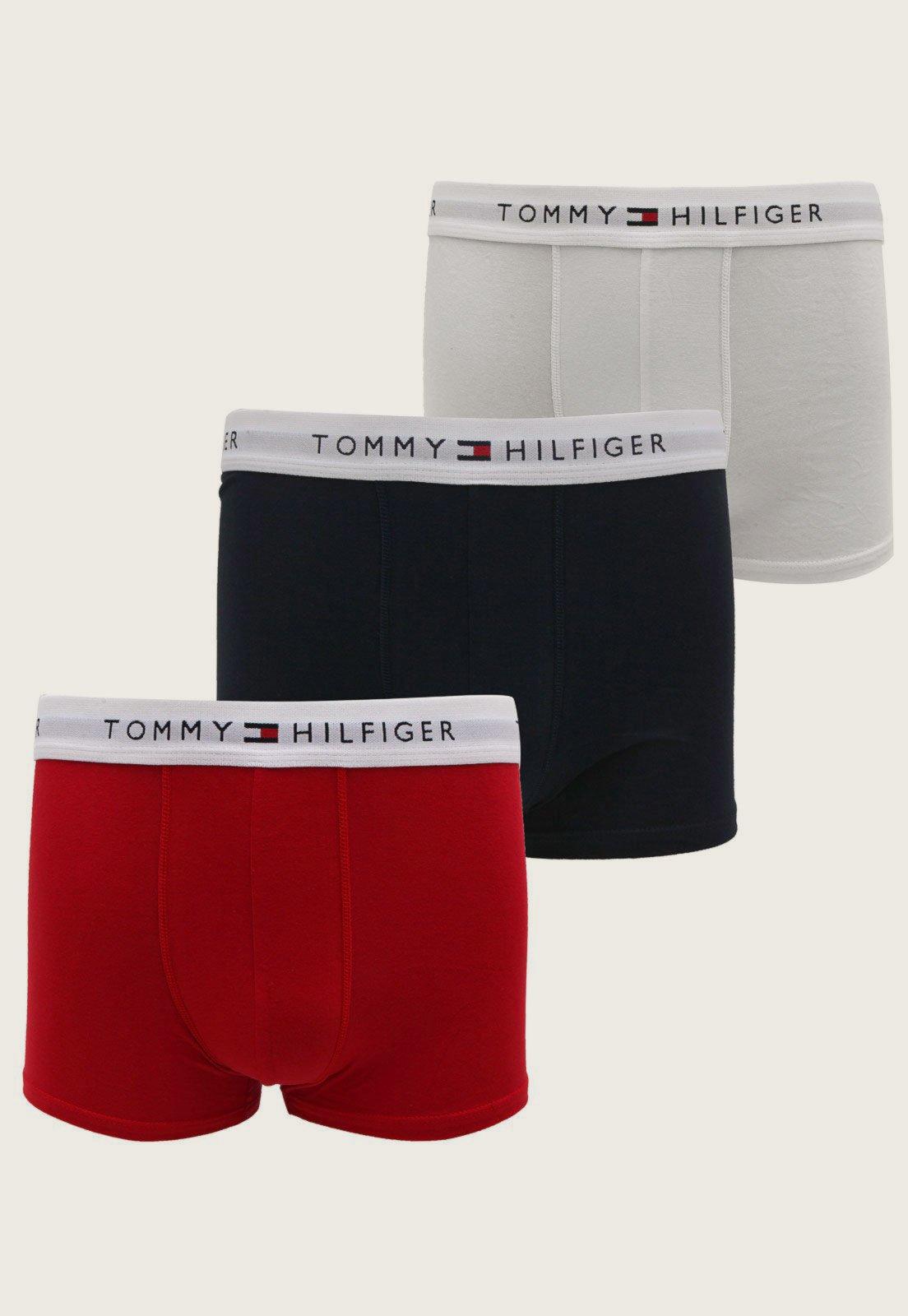 Kit 3pçs Cueca Tommy Hilfiger Boxer Lettering Branco