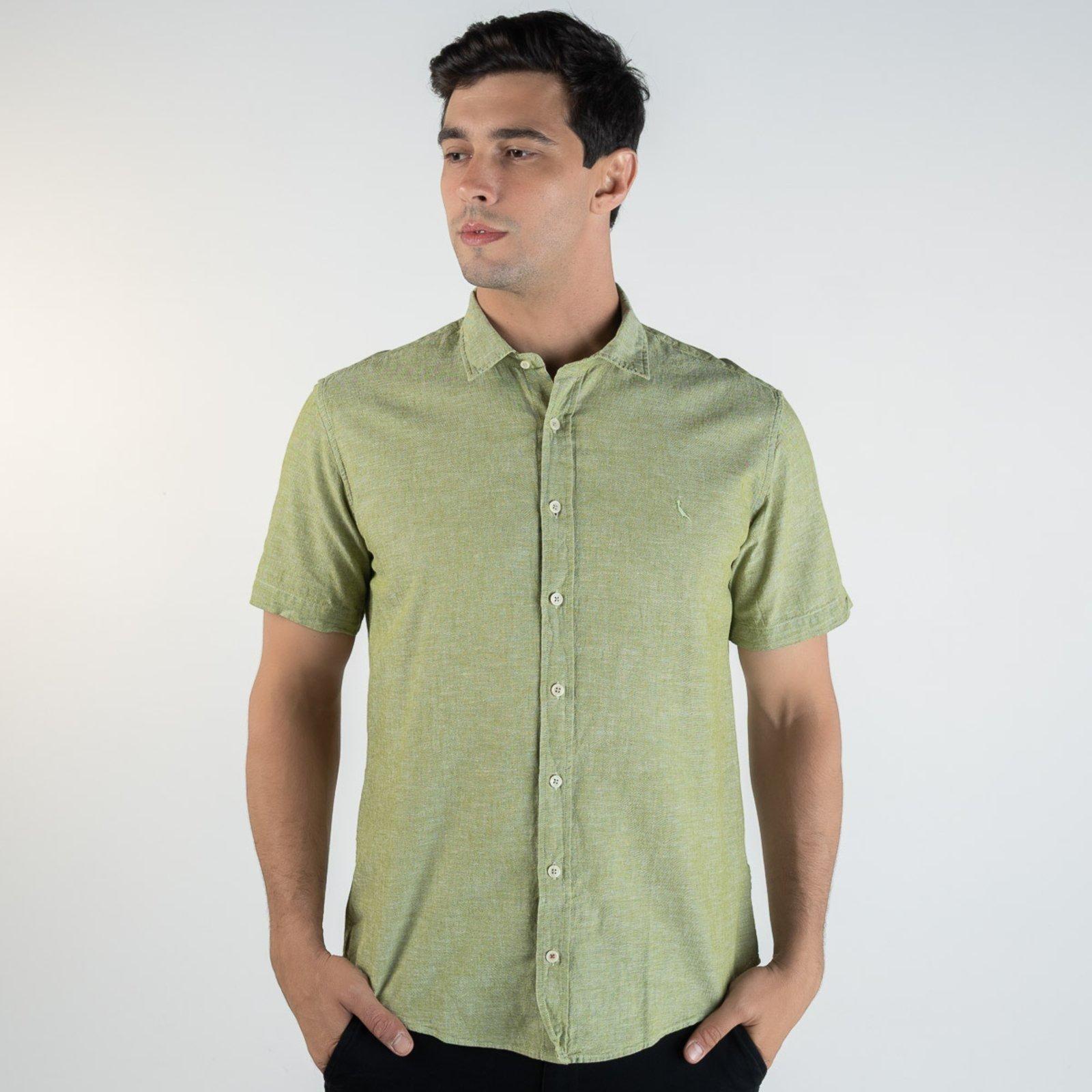 Camisa Reserva Linho Manga Curta Verde