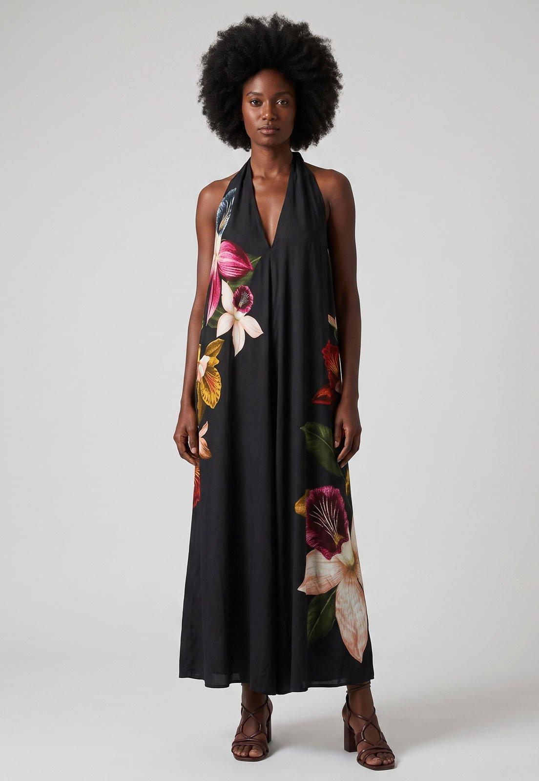Macacão Feminino FARM Floral Preto