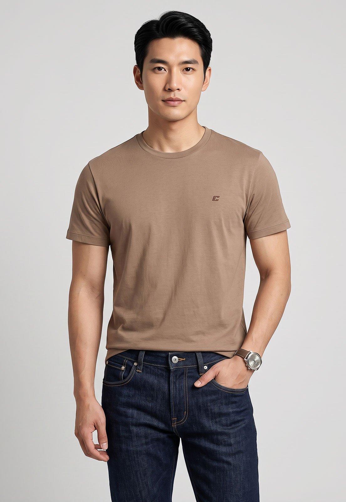 Camiseta Masculina Colcci Gola Redonda Logo Marrom