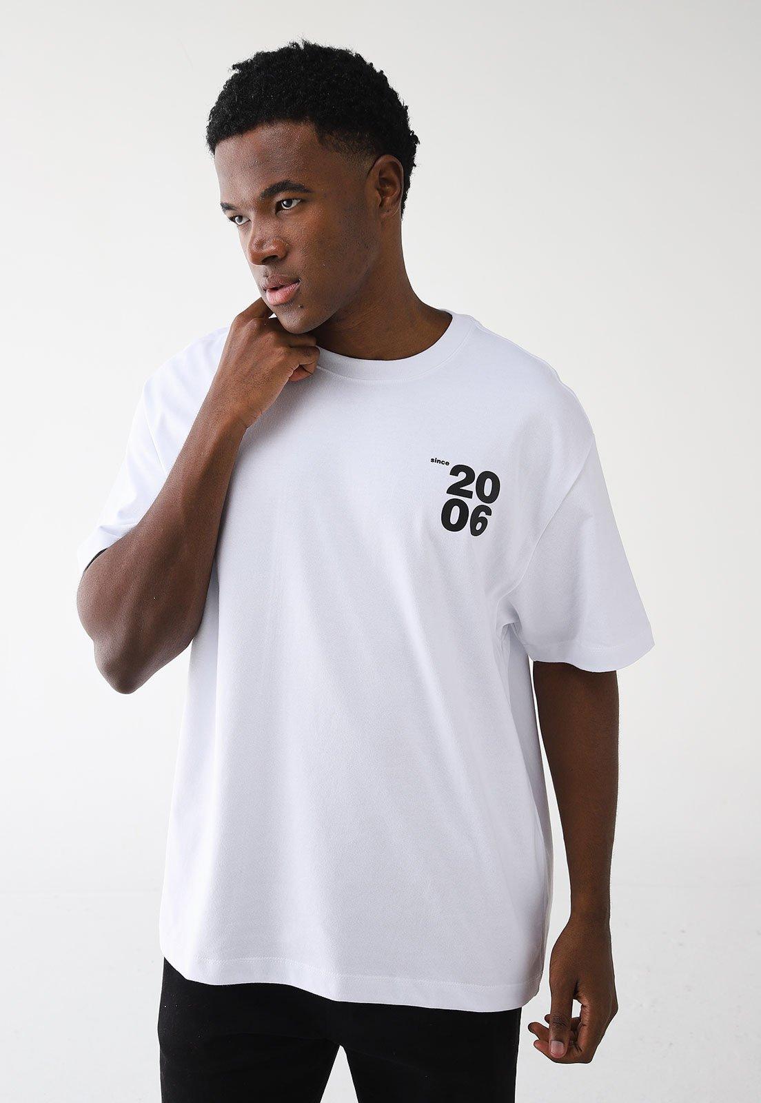 Camiseta John John Reta Estampada Branca
