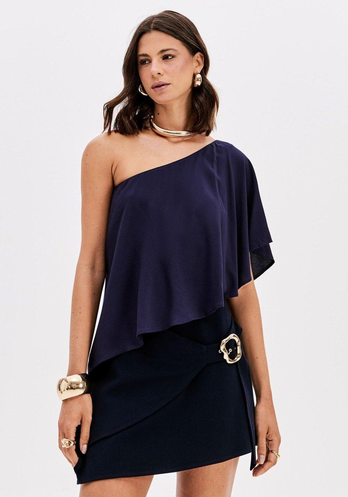 Blusa Ombro Único Com Babado Lança Perfume