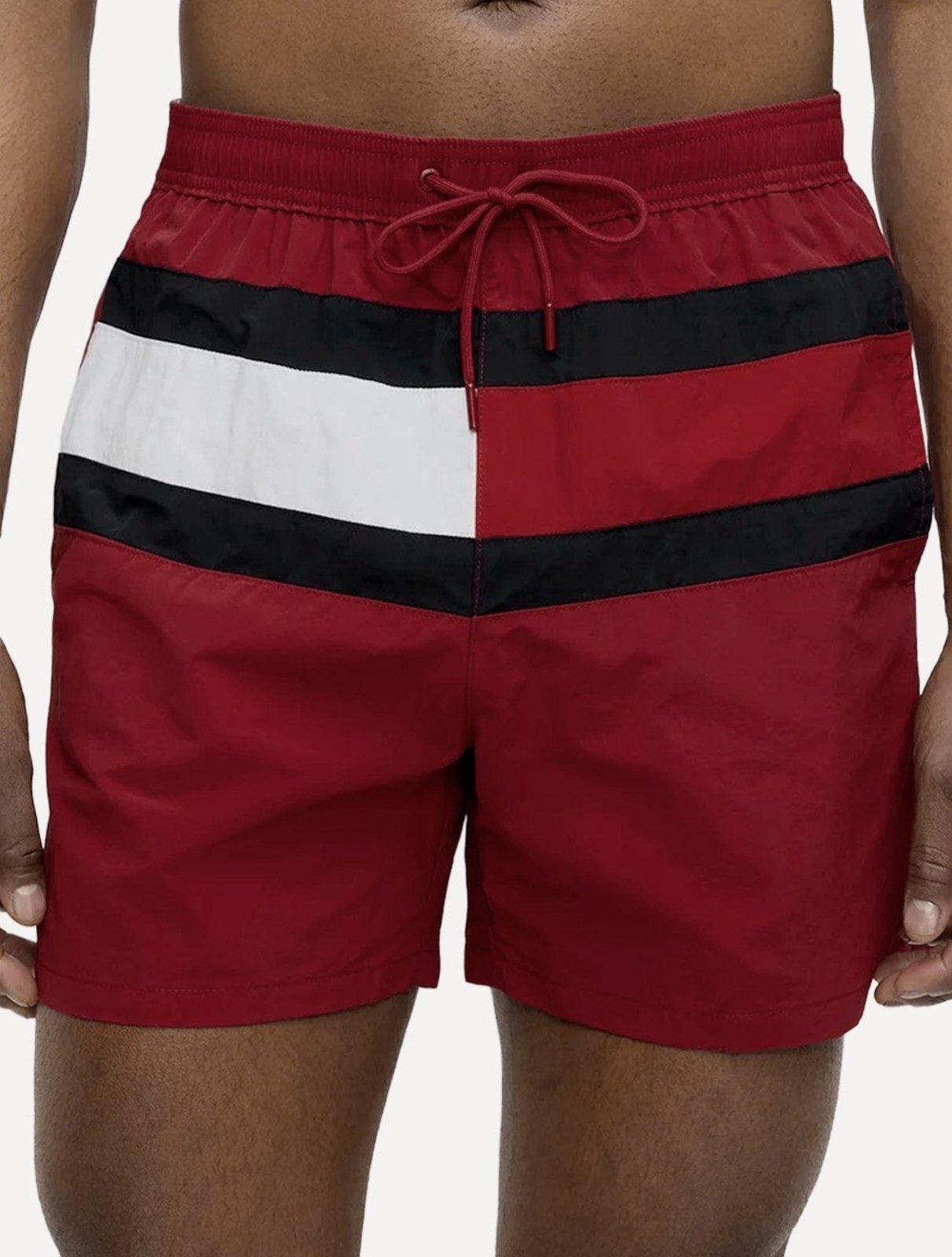 Short Tommy Hilfiger Medium Drawstring Colourblock Vermelho Escuro