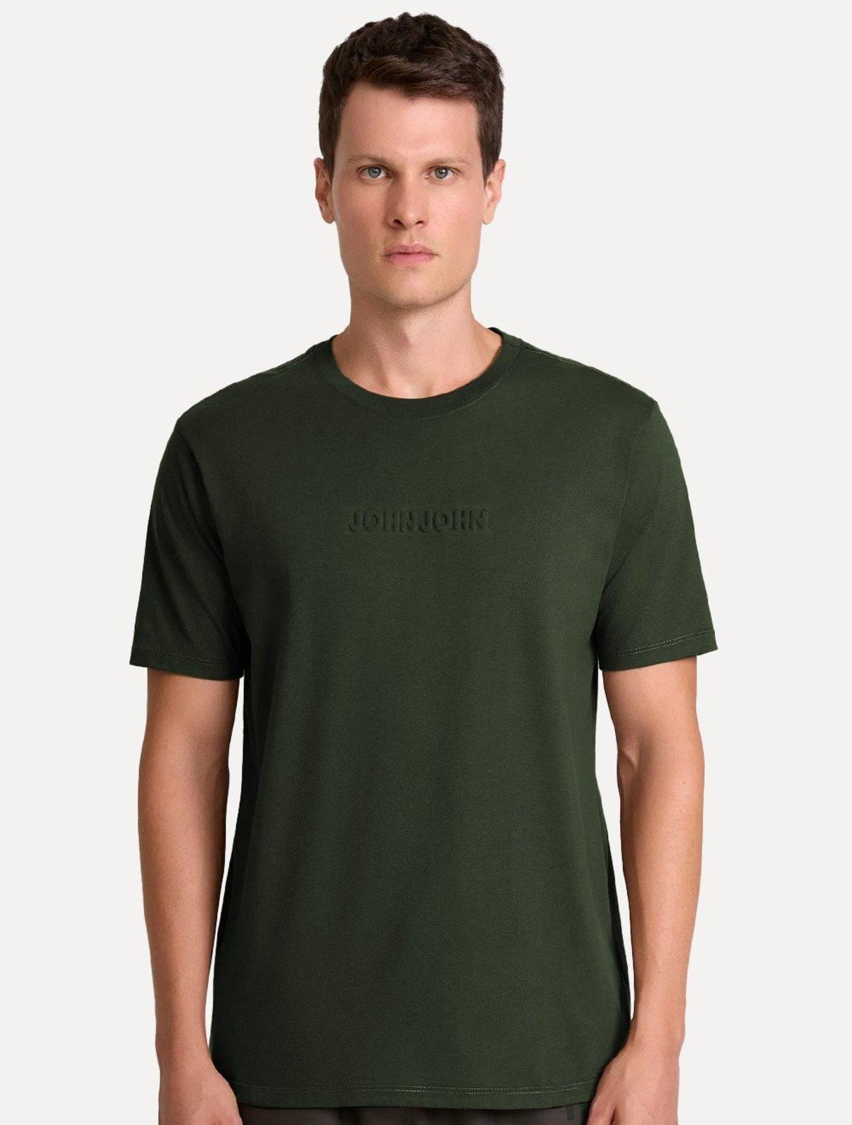 Camiseta John John Masculina Regular Embossed Verde Militar