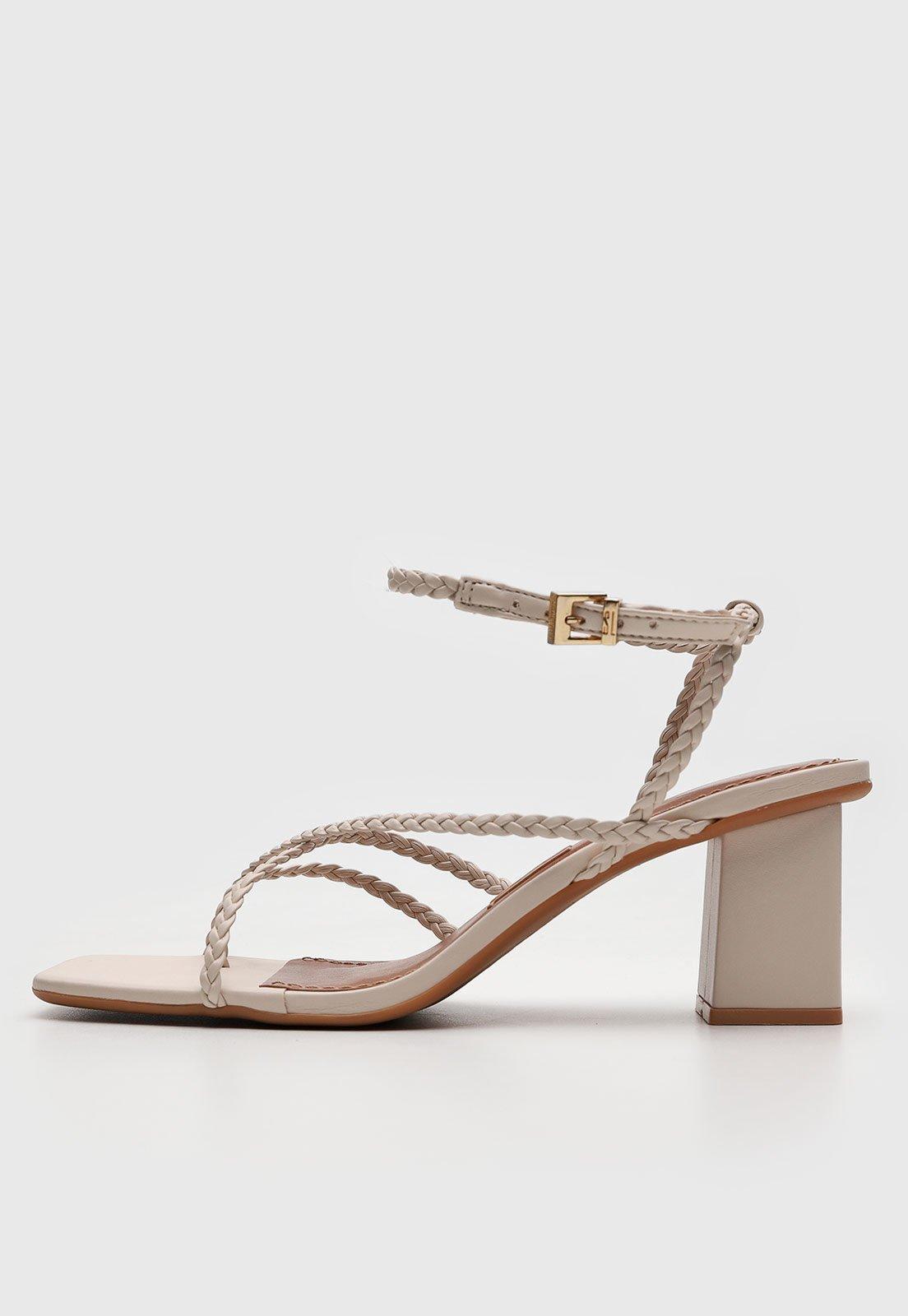 Sandália Santa Lolla Tiras Tressê Off-White