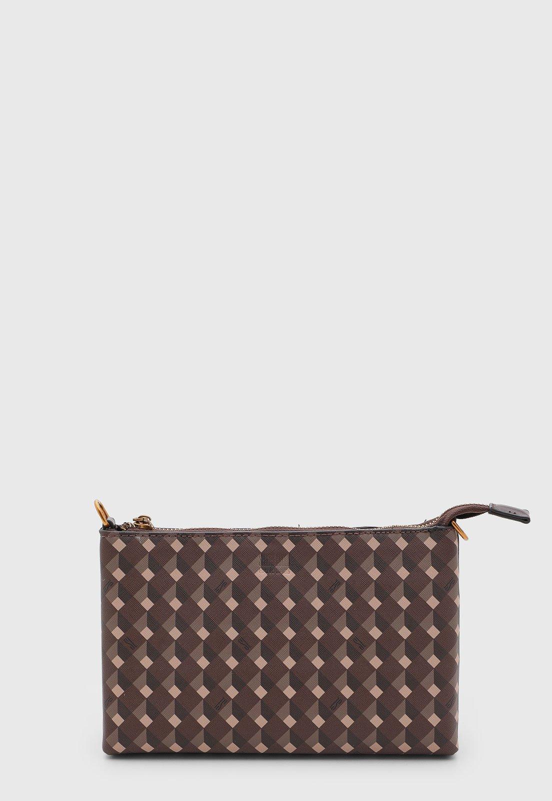 Bolsa Feminina Santa Lolla Pequena Estampa Geométrica Marrom