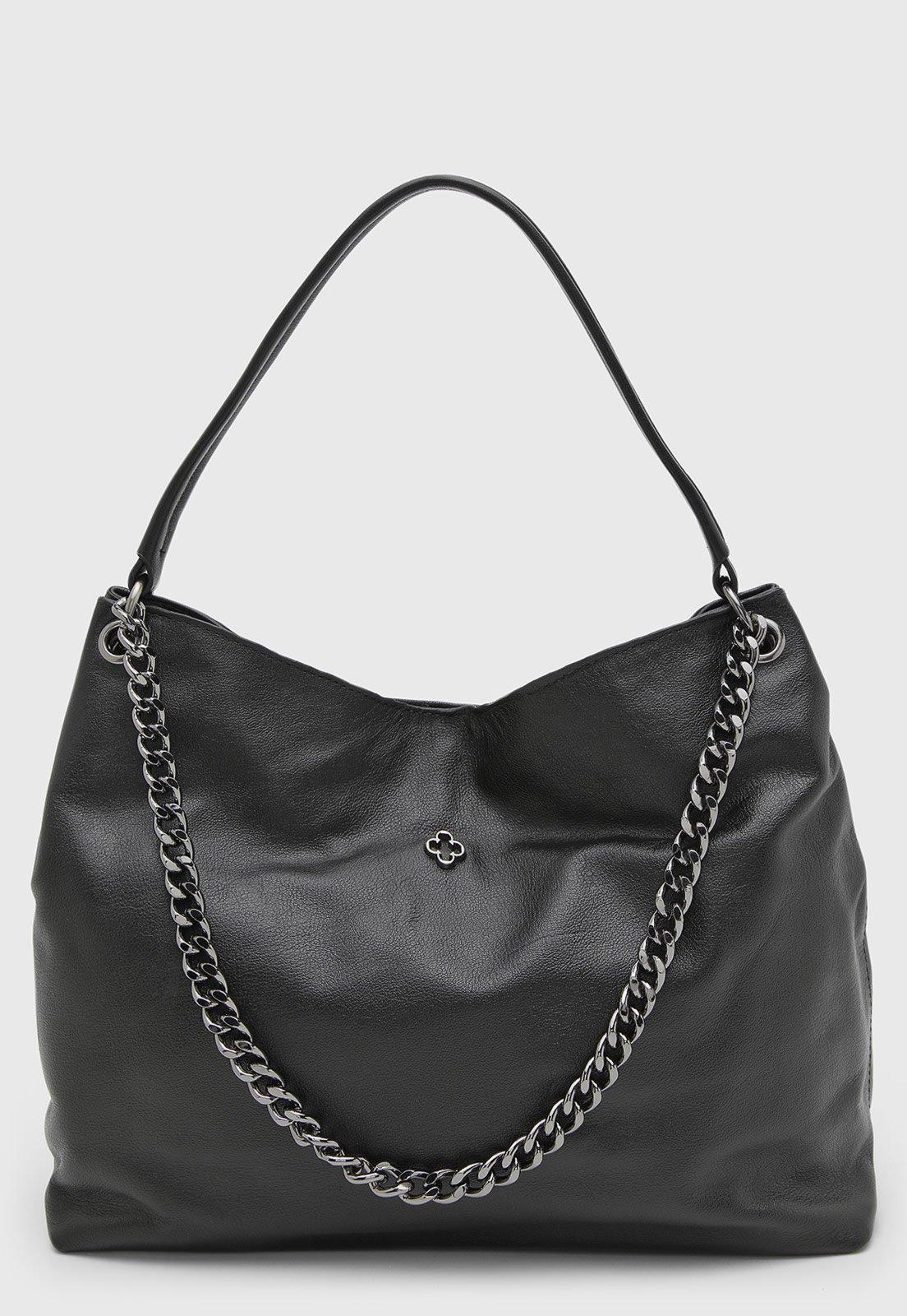 Bolsa Feminina Capodarte Couro Corrente Preta