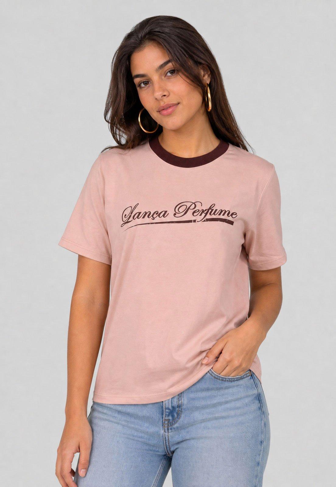 Camiseta Feminina Lança Perfume Logo Rosa