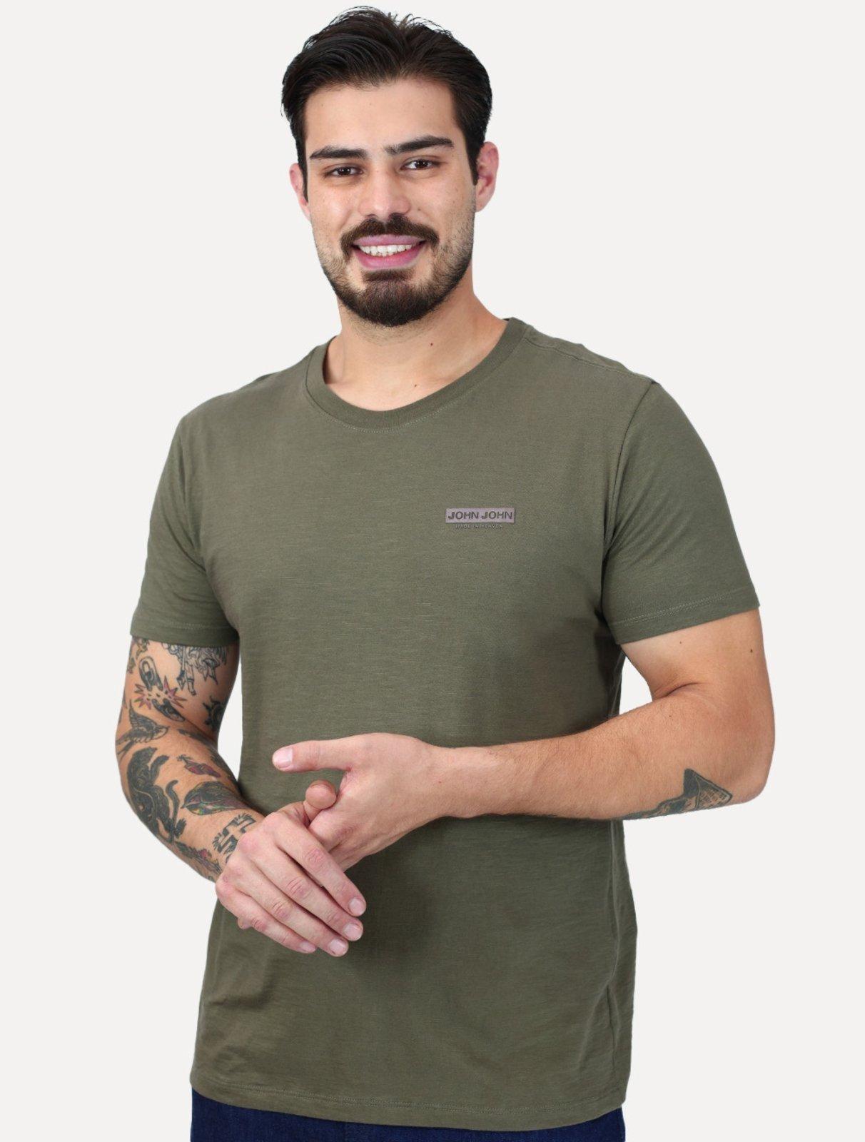Camiseta John John Masculina Slim Fit Flame Verde Militar