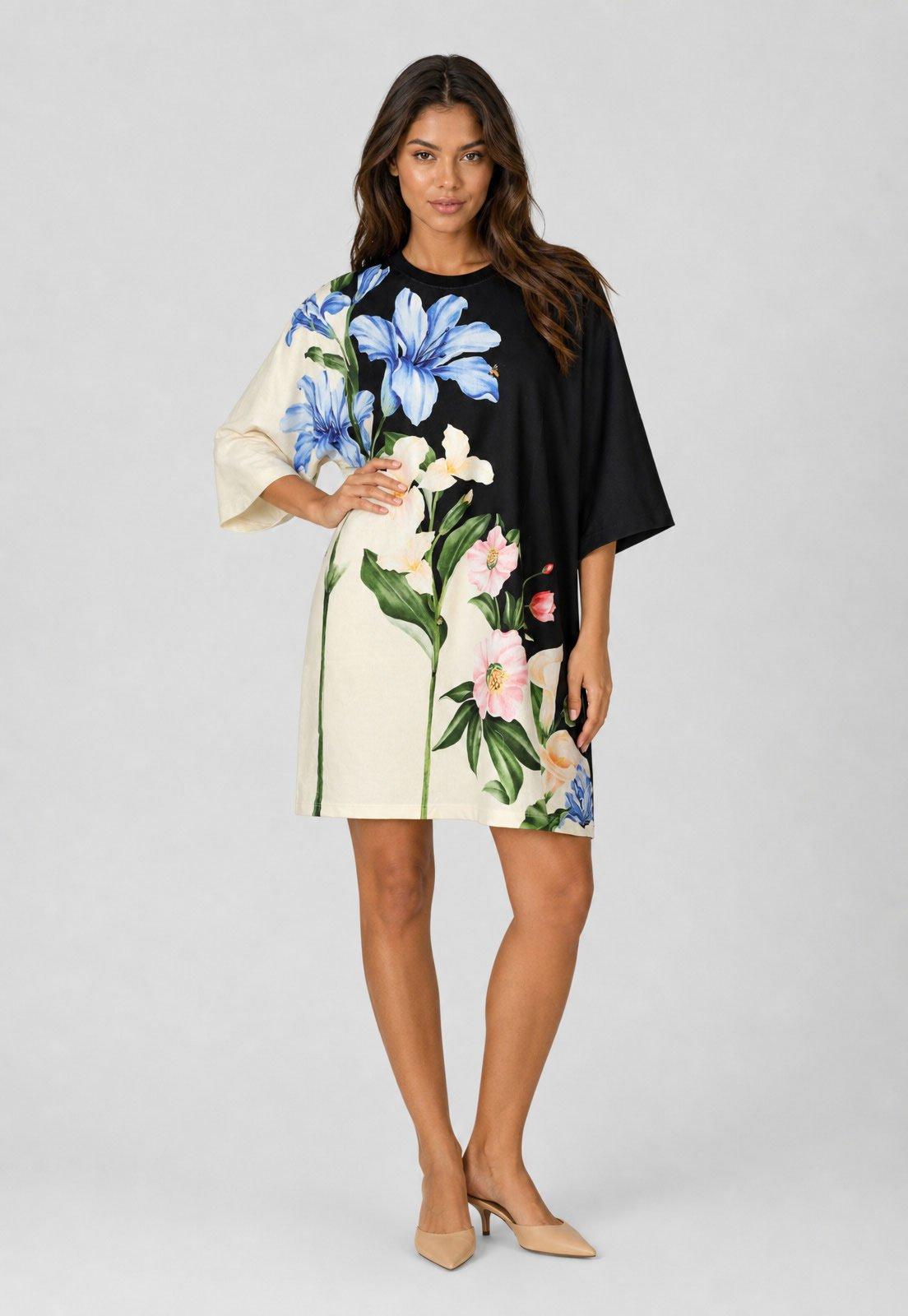 Vestido Feminino FARM Estampa Floral Off-White