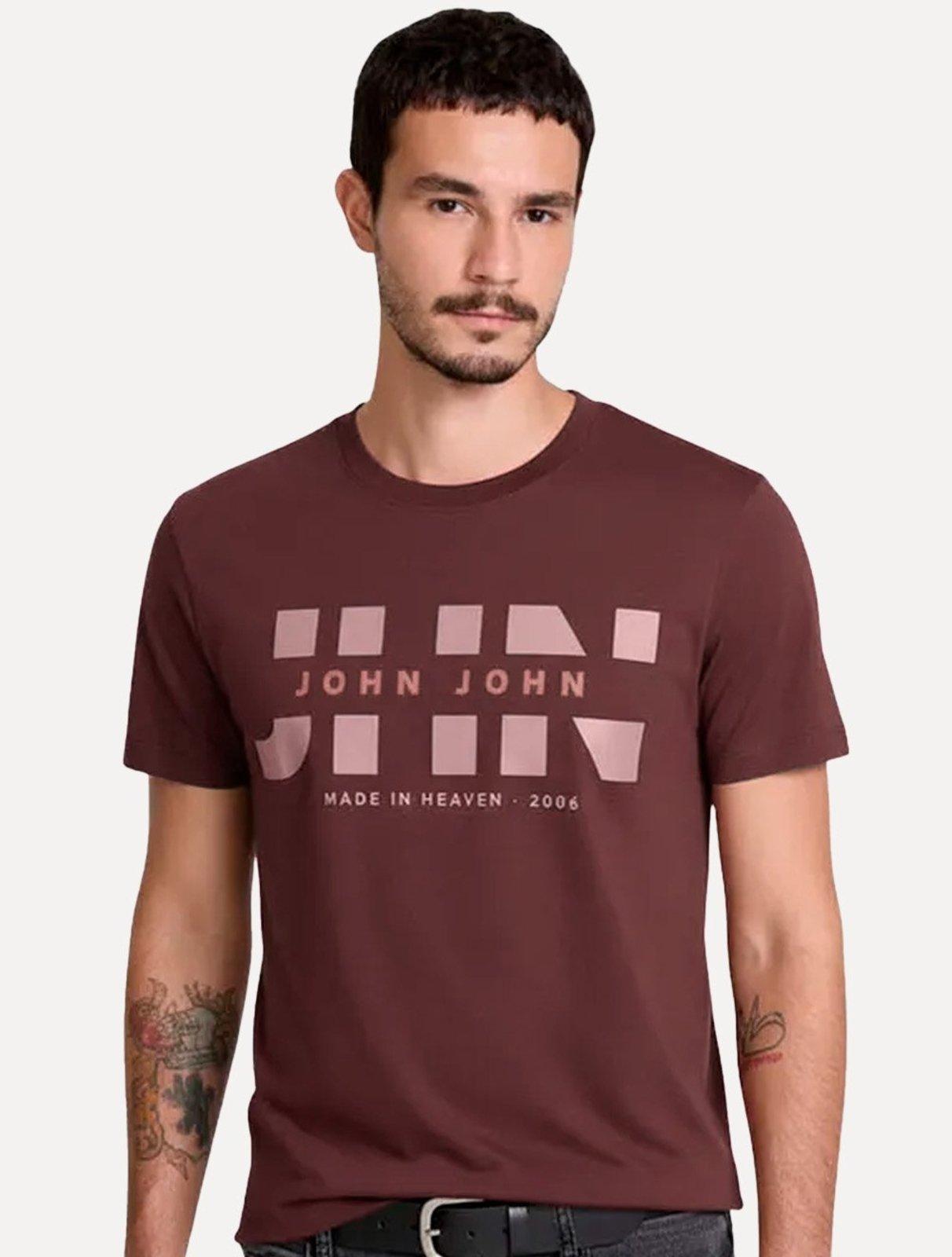 Camiseta John John Masculina Slim Fit Street Vinho