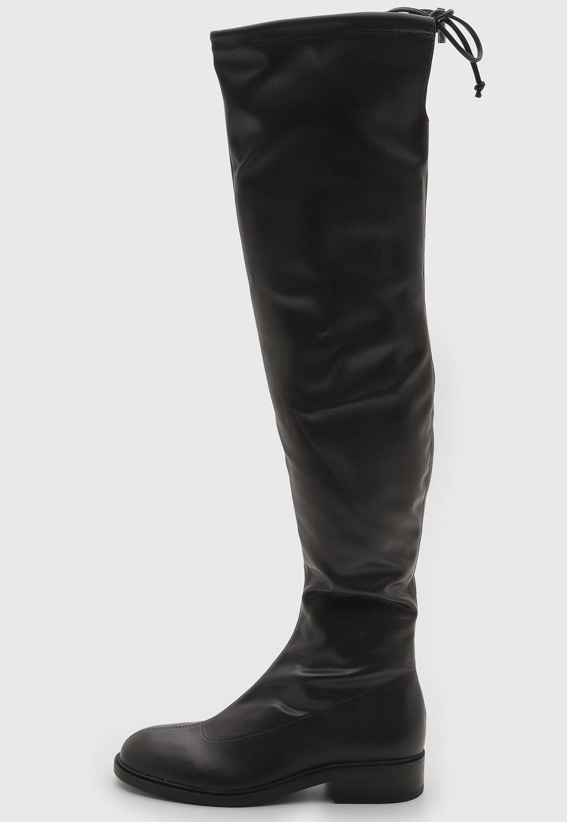 Bota Feminina Arezzo Cano Alto Sintético Preta