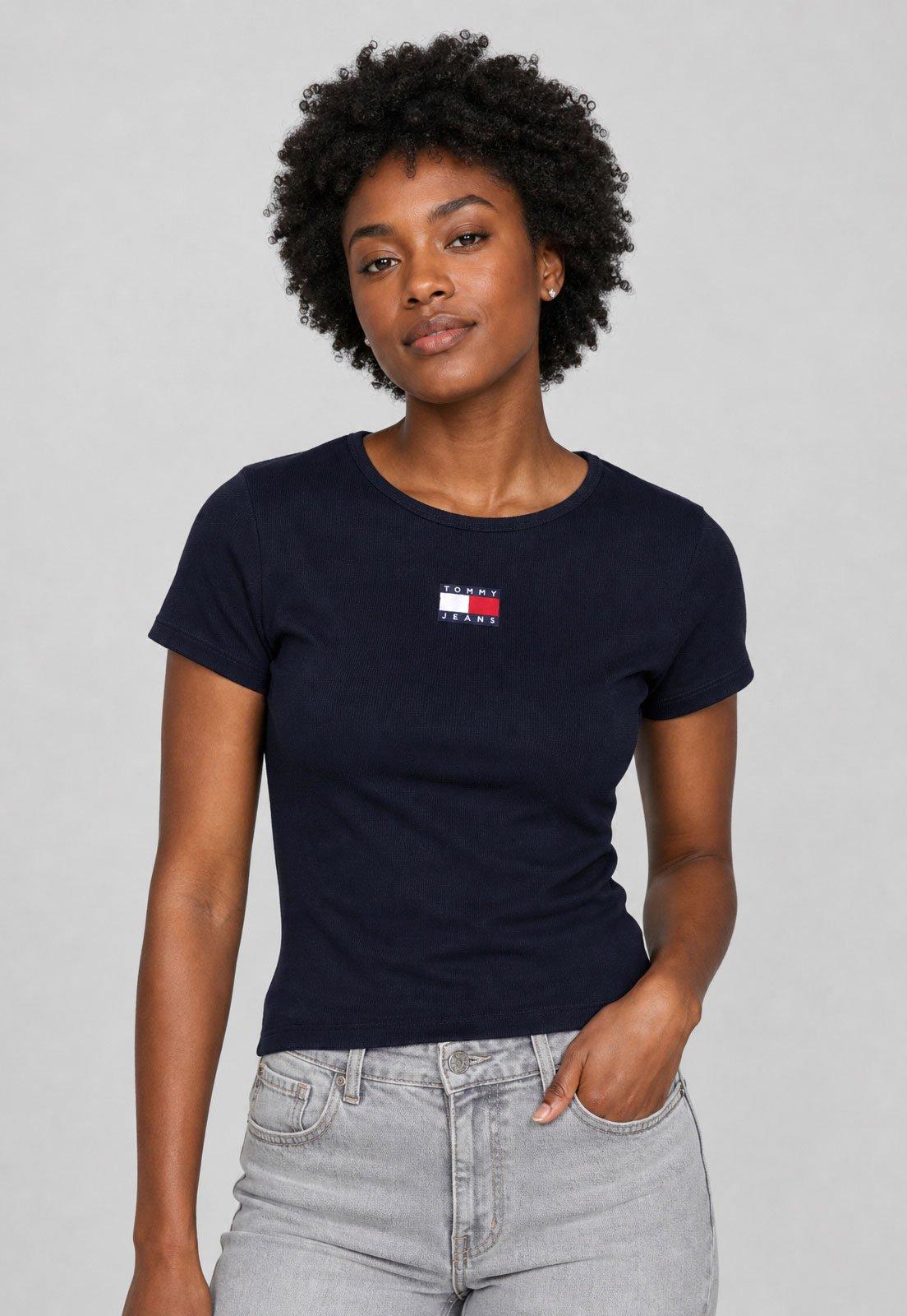 Camiseta Feminina Tommy Jeans Logo Azul-marinho