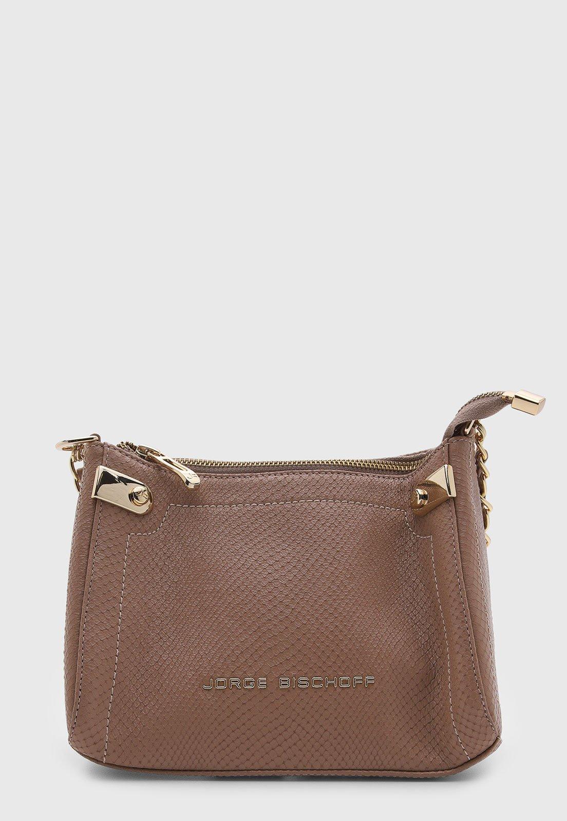 Bolsa Feminina Jorge Bischoff Couro Texturizado Marrom