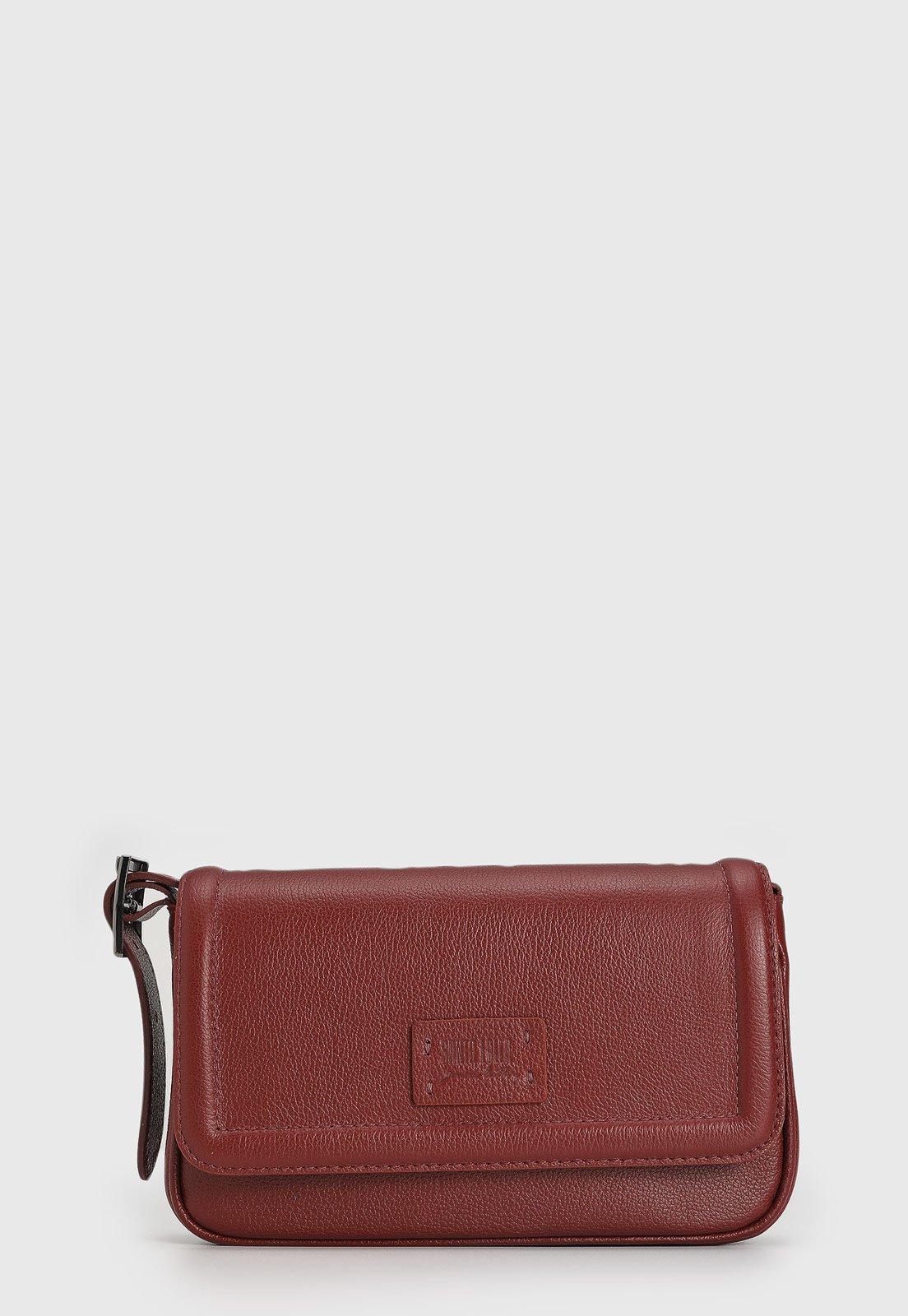 Bolsa Tiracolo Santa Lolla em Couro Logo Bordô