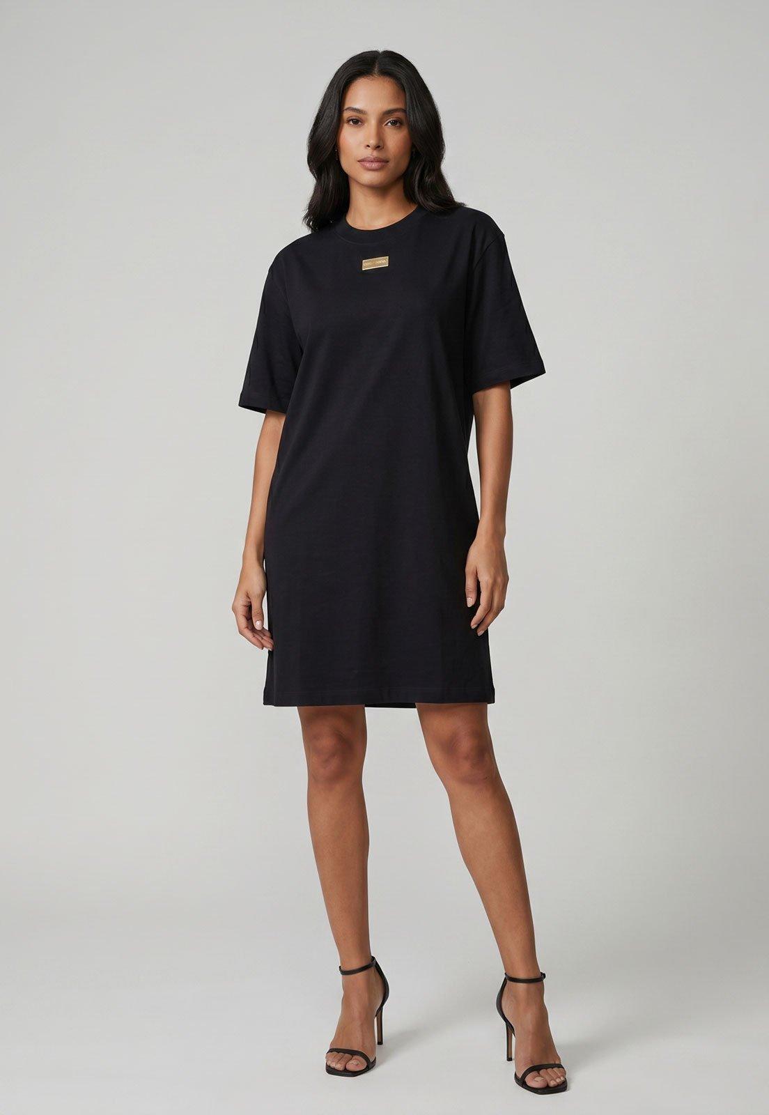Vestido Feminino Lança Perfume Curto Logo Preto