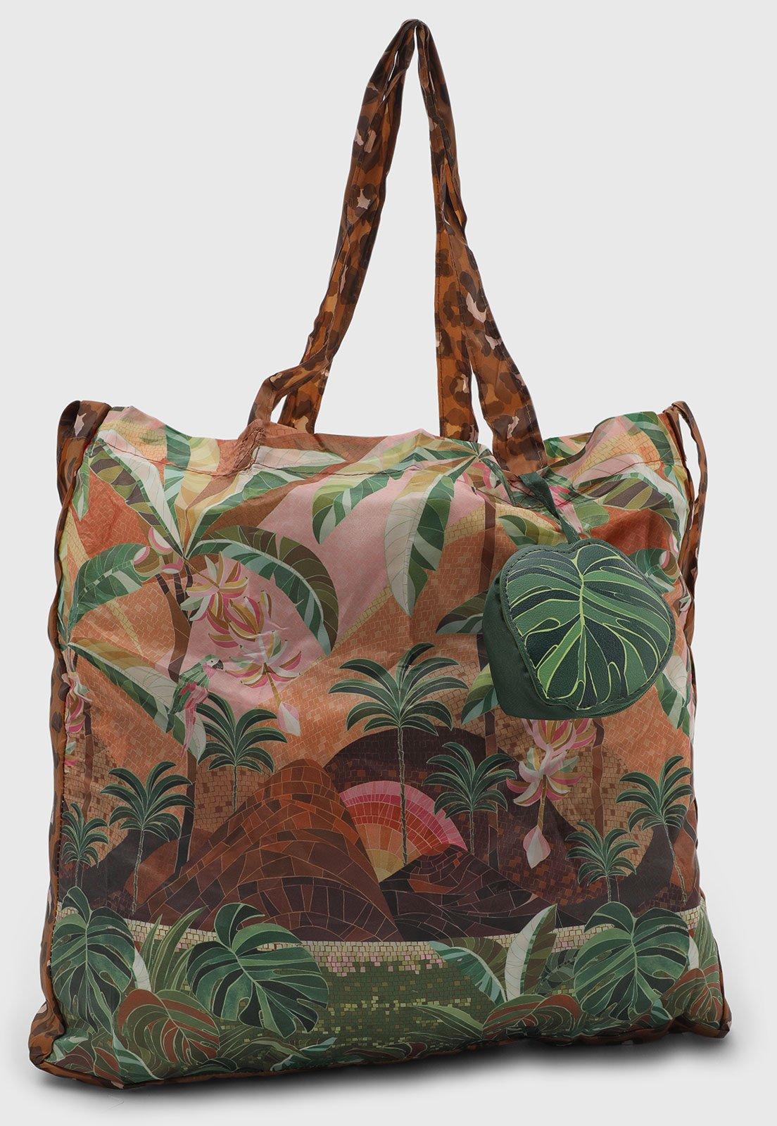 Bolsa Feminina FARM Estampa Tropical Marrom