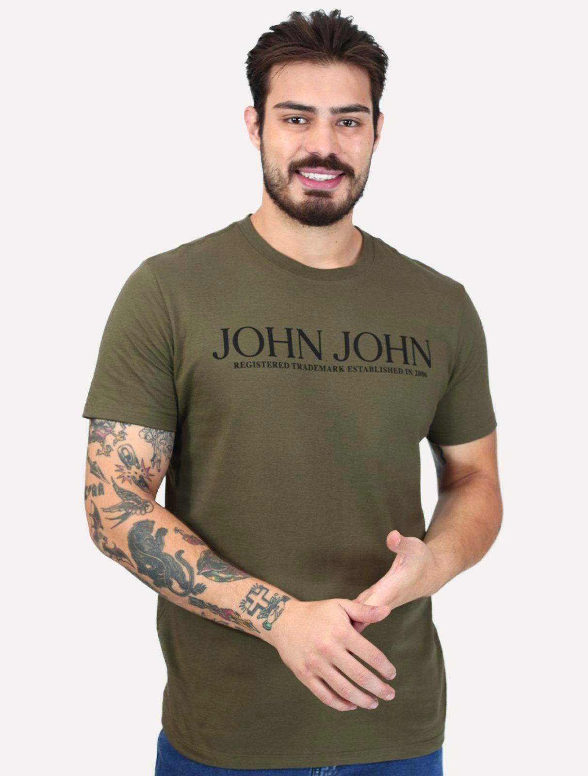 Camiseta John John Masculina Slim Fit Standard Verde Militar