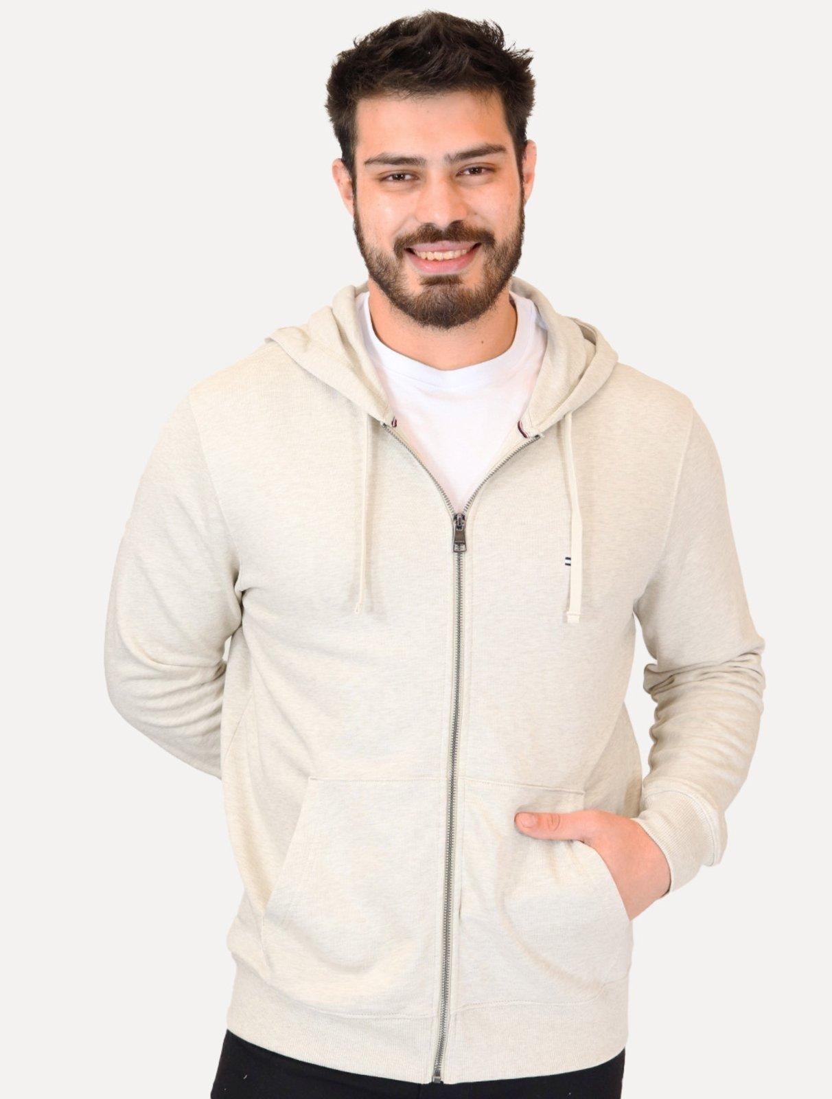 Moletom Tommy Hilfiger Masculino Flag Logo Zip-Through Hoody Areia