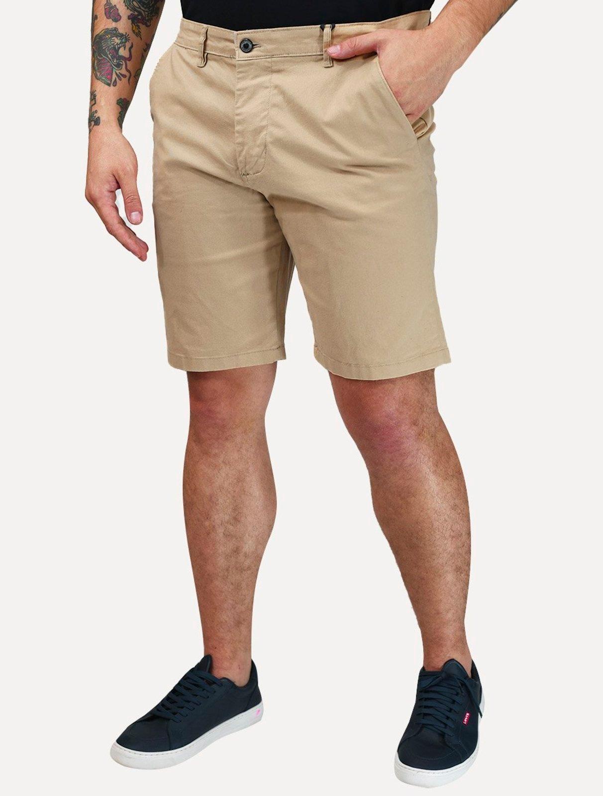 Bermuda Tommy Hilfiger Masculina de Sarja Stretch Caqui Médio