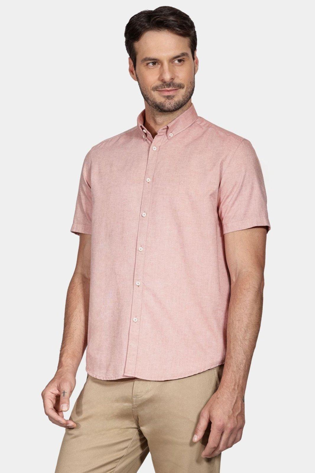 Camisa Aramis Manga Curta Move Slim Button Down Oxford Telha
