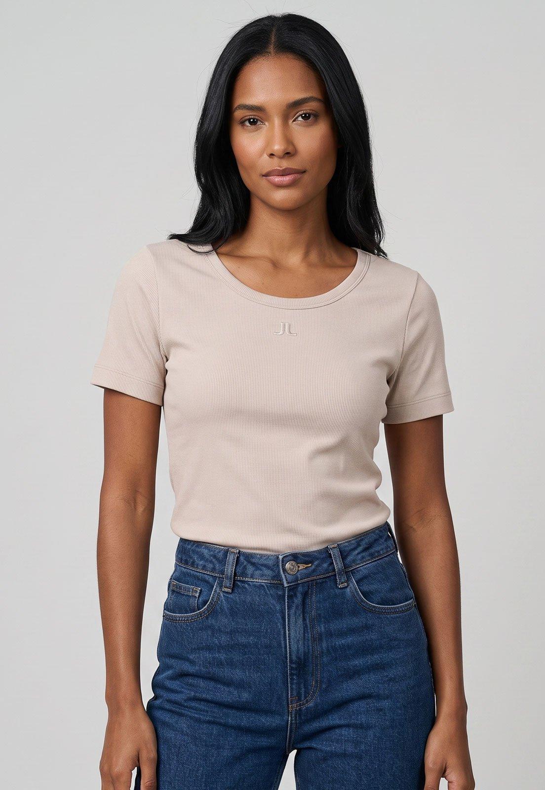 Blusa Feminina John John Gola Redonda Bege