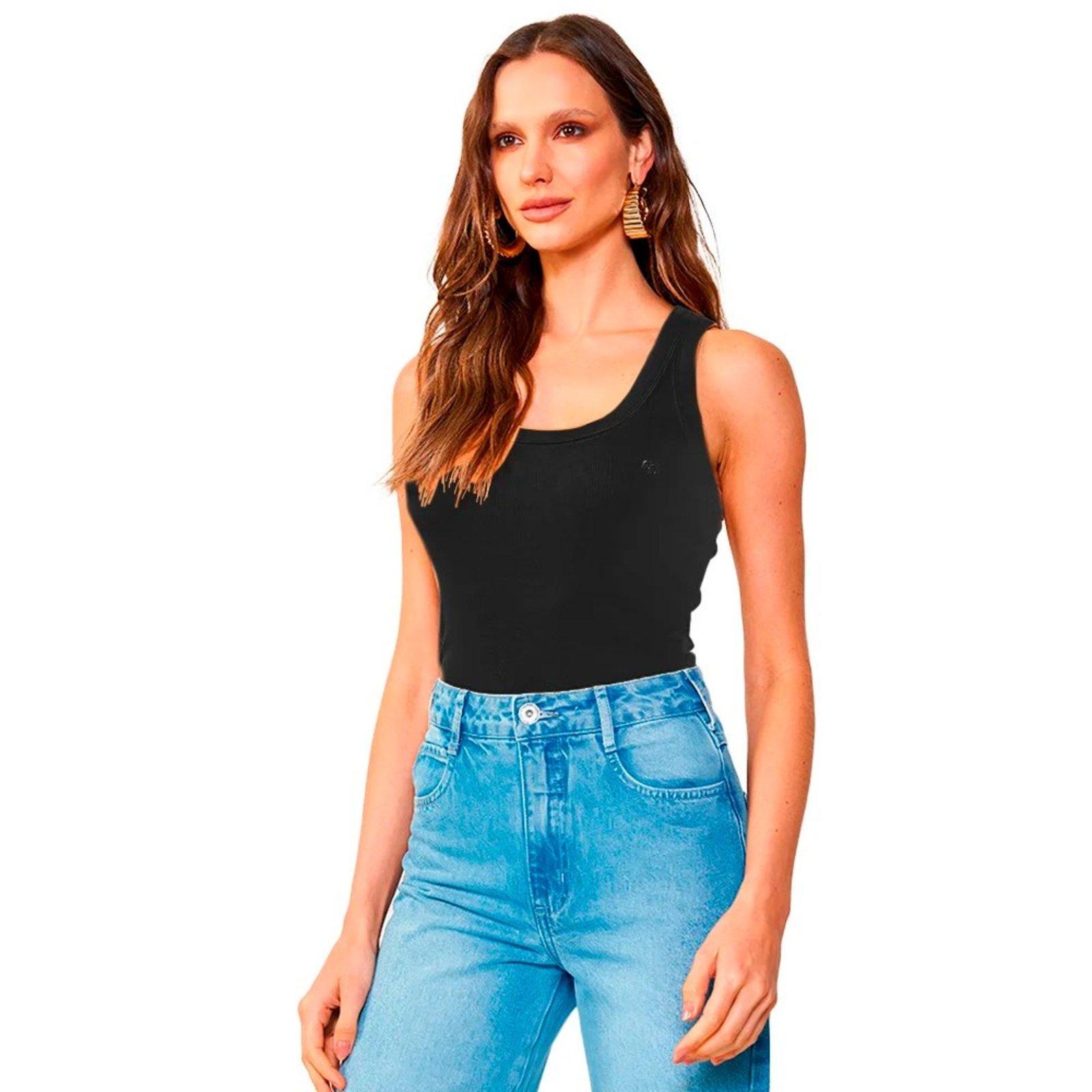 Regata Colcci Malha In24 Preto Feminino