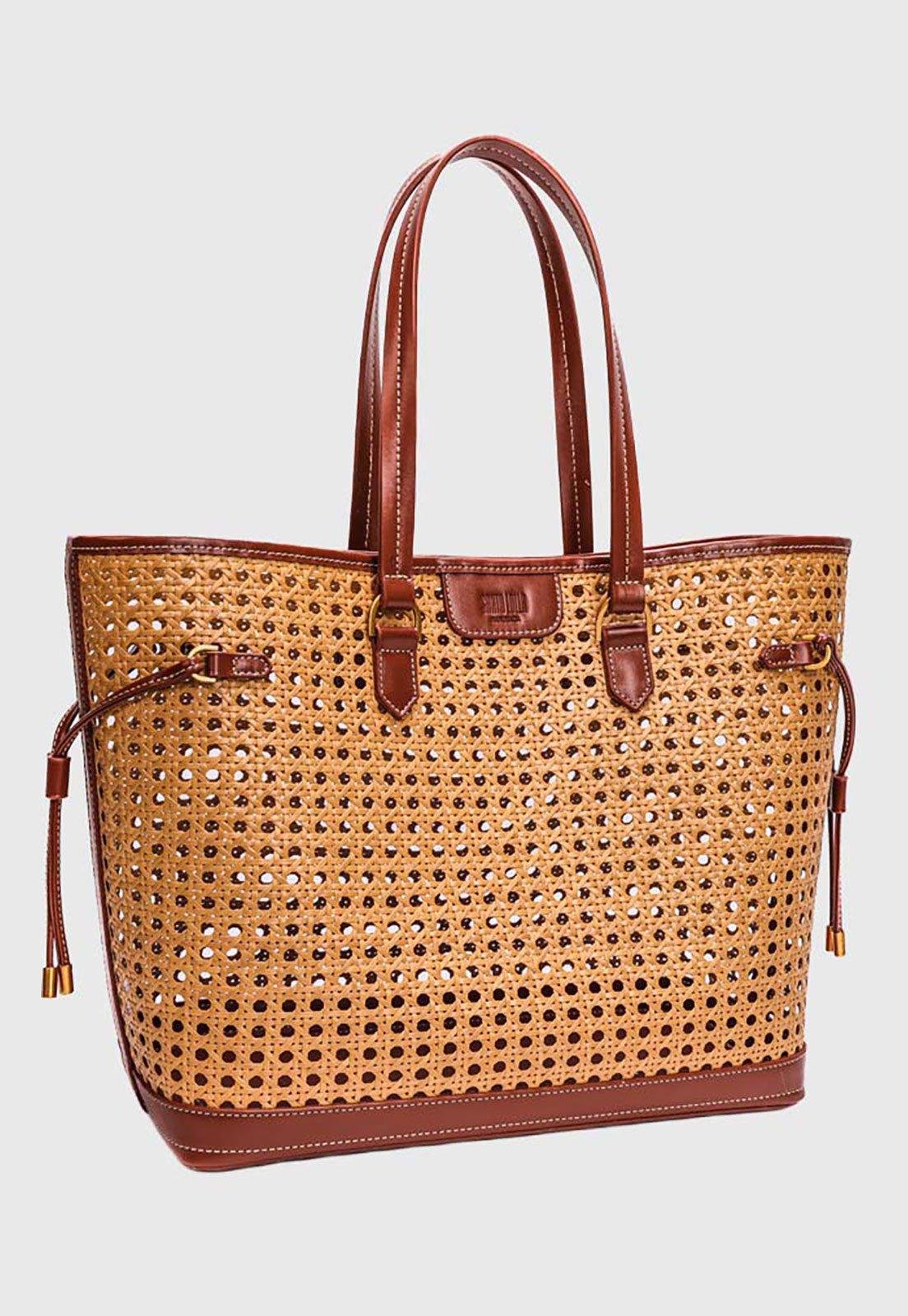 Bolsa Grande Santa Lolla Tote Trançada Marrom