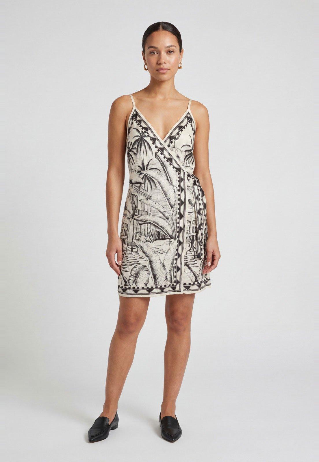 Vestido Feminino FARM Estampa Paisagens Off-White